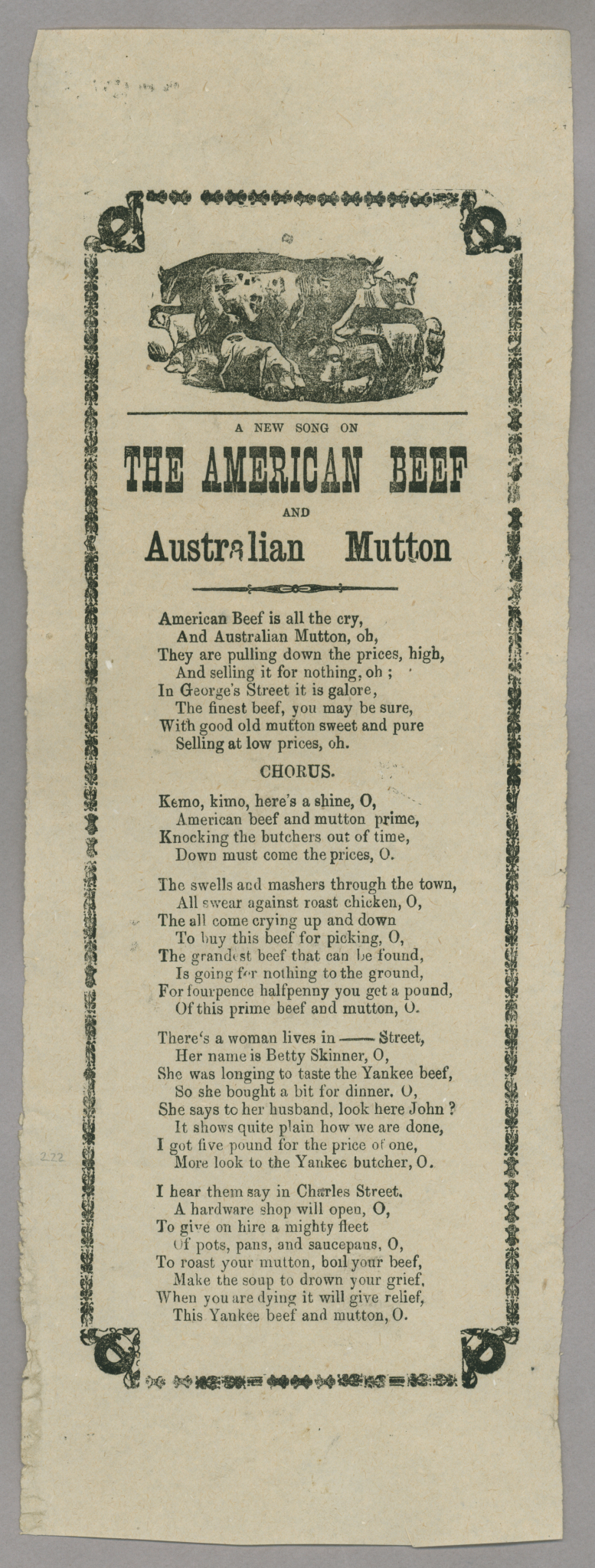 &quot;A New Song on the American Beef and Austalian Mutton&quot;
