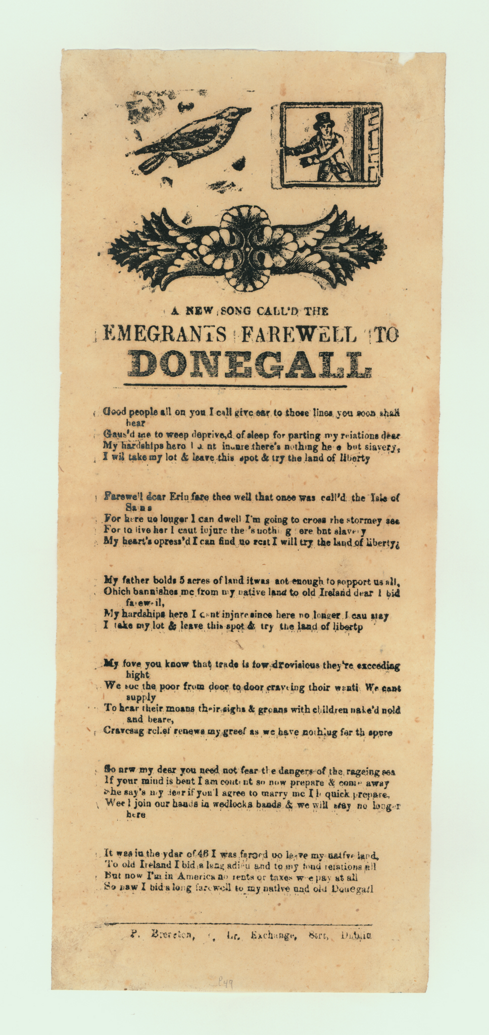 &quot;A New Song Called the Emigrant&#39;s Farewell to Donegal&quot;