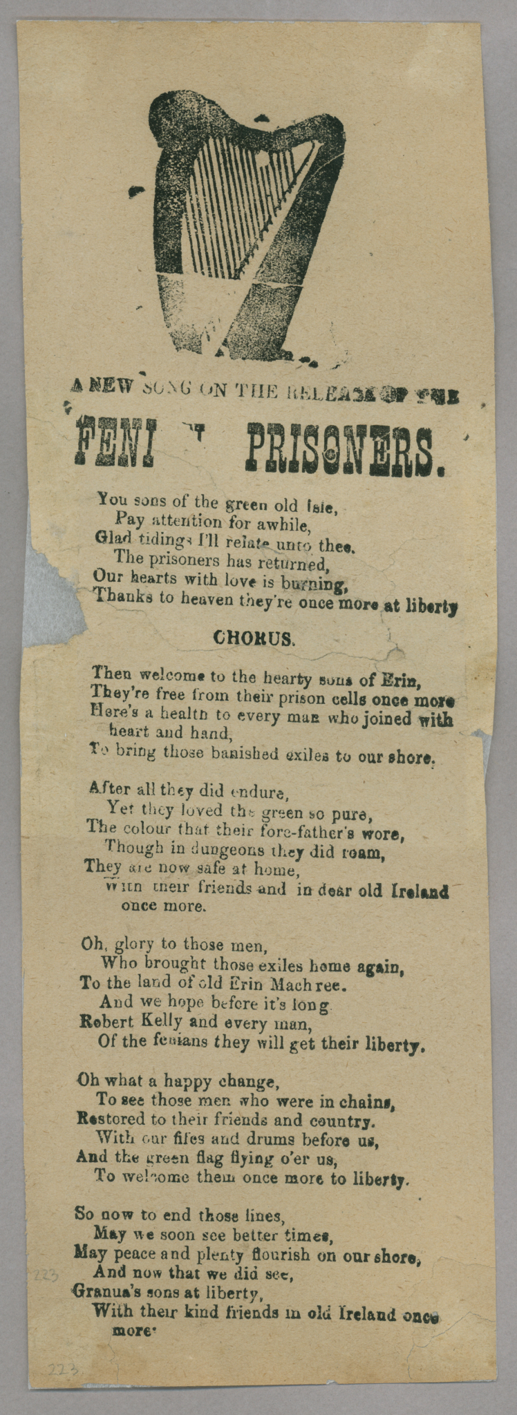 &quot;A New Song on the Release of the Fenian Prisoners&quot;