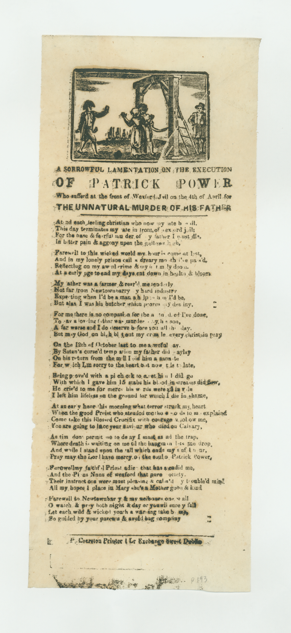 &quot;A Sorrowful Lamentation on the Execution of Patrick Power. . .&quot;