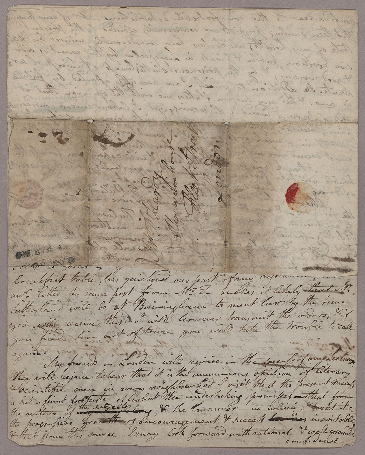 Letter. John Thelwall, Manchester, to Thomas Hardy, London, Address leaf