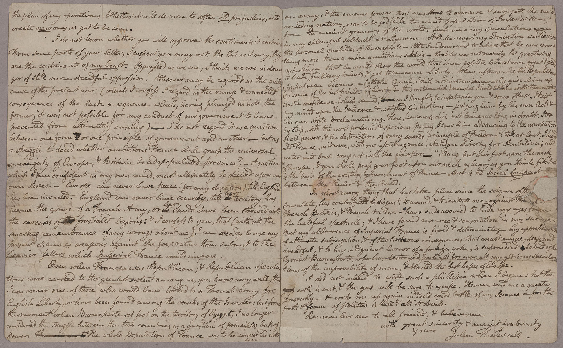Letter. John Thelwall, Liverpool, to Thomas Hardy, London, Pages 2 and 3