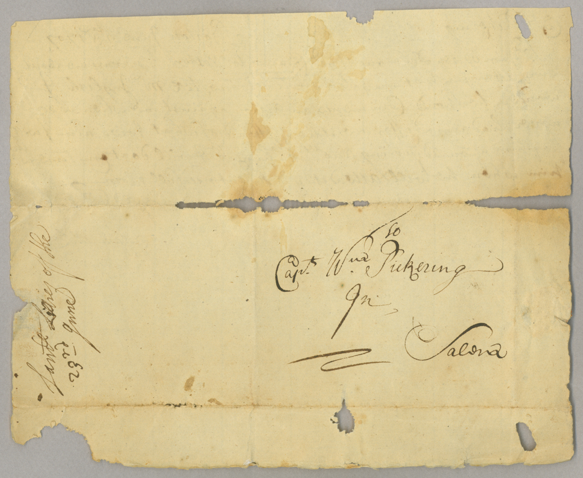 Letter, Samuel Lillie, Boston, to Capt. [William] Pickering, Salem, Massachusetts, Integral address leaf
