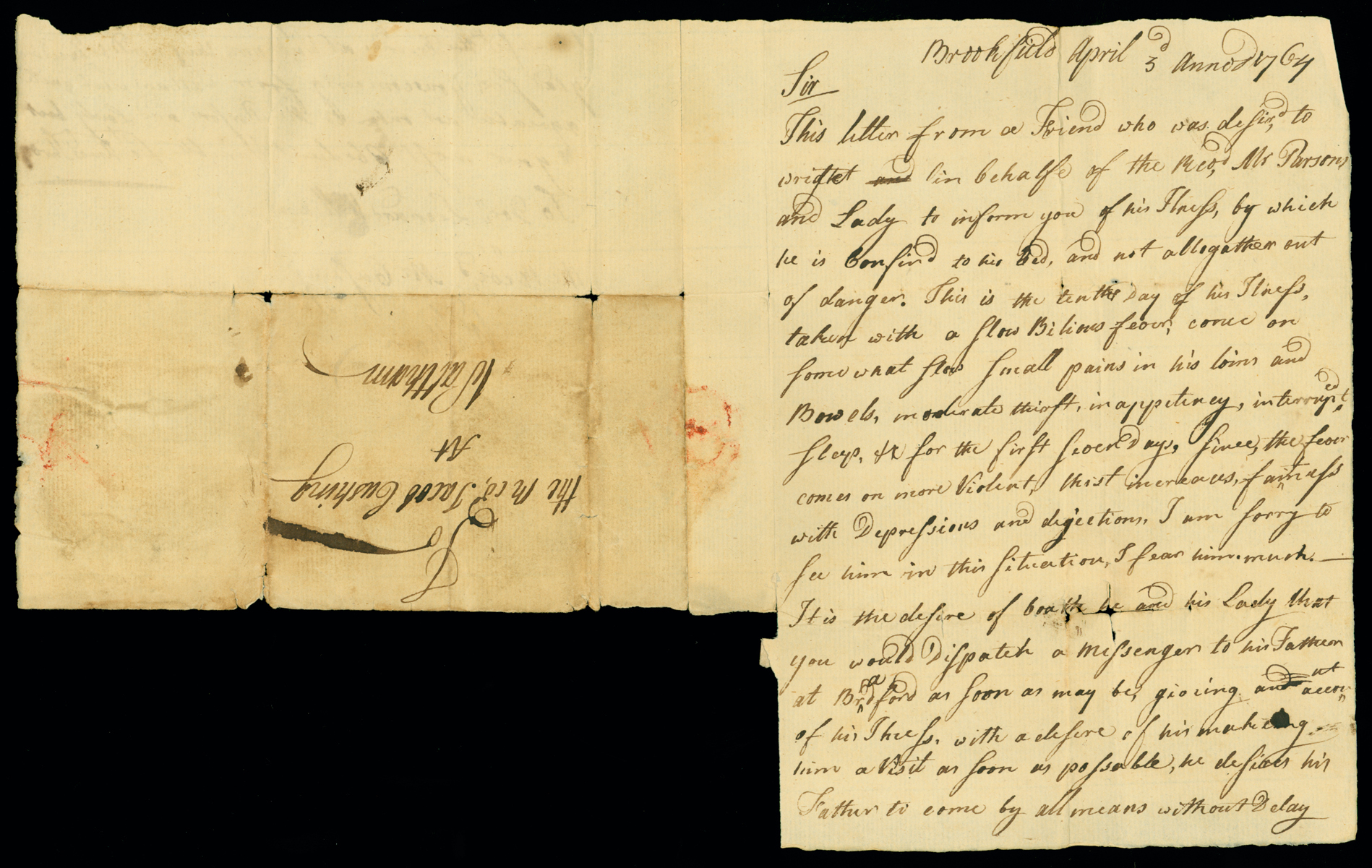 Page 1 and Address Leaf. Amos Throg to Jacob Cushing