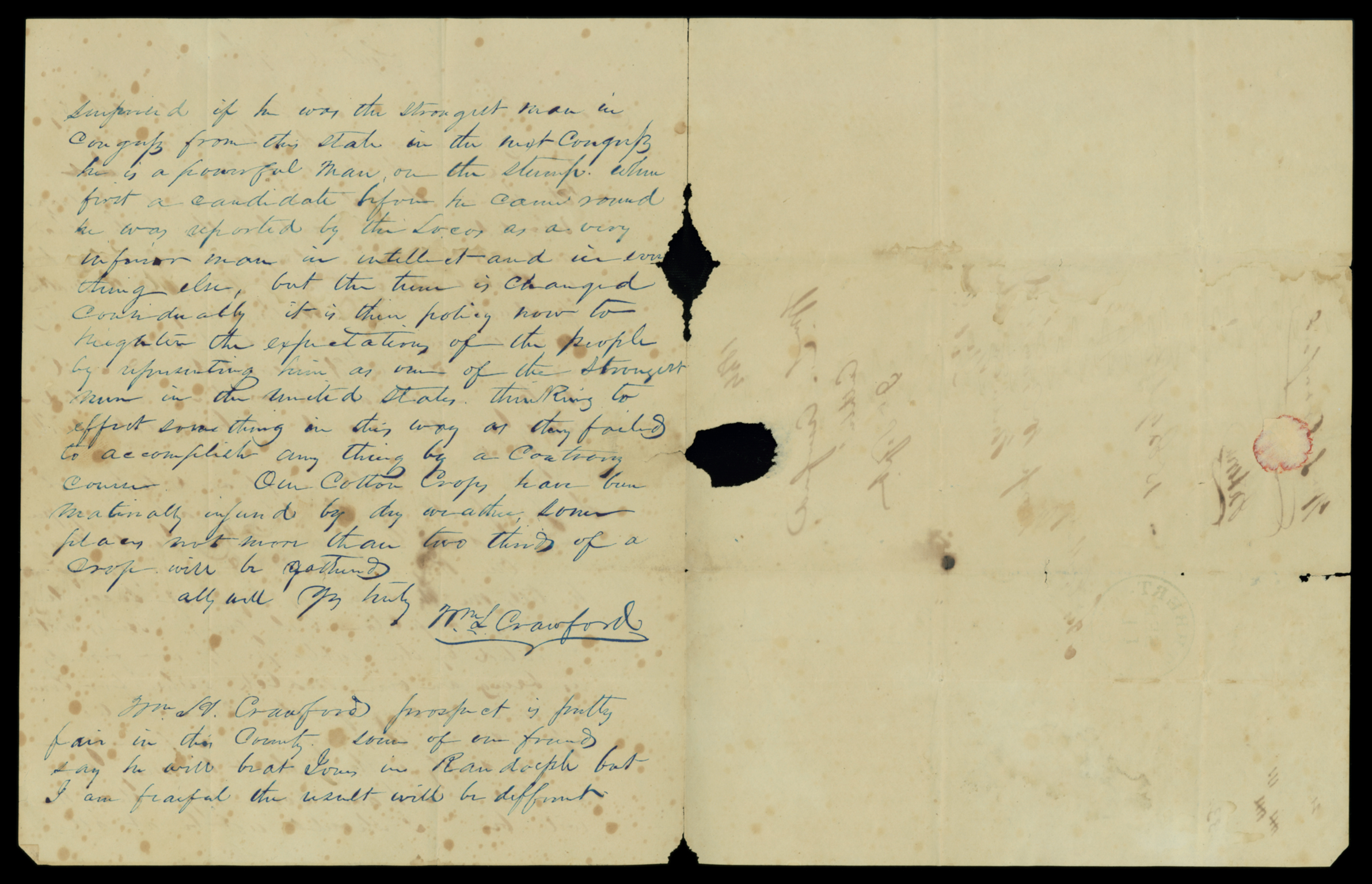 Letter, W[illia]m L. Crawford, Cuthbert, Georgia, to His Excellency George W. Crawford, Milledgeville, Georgia, Pages 2-3