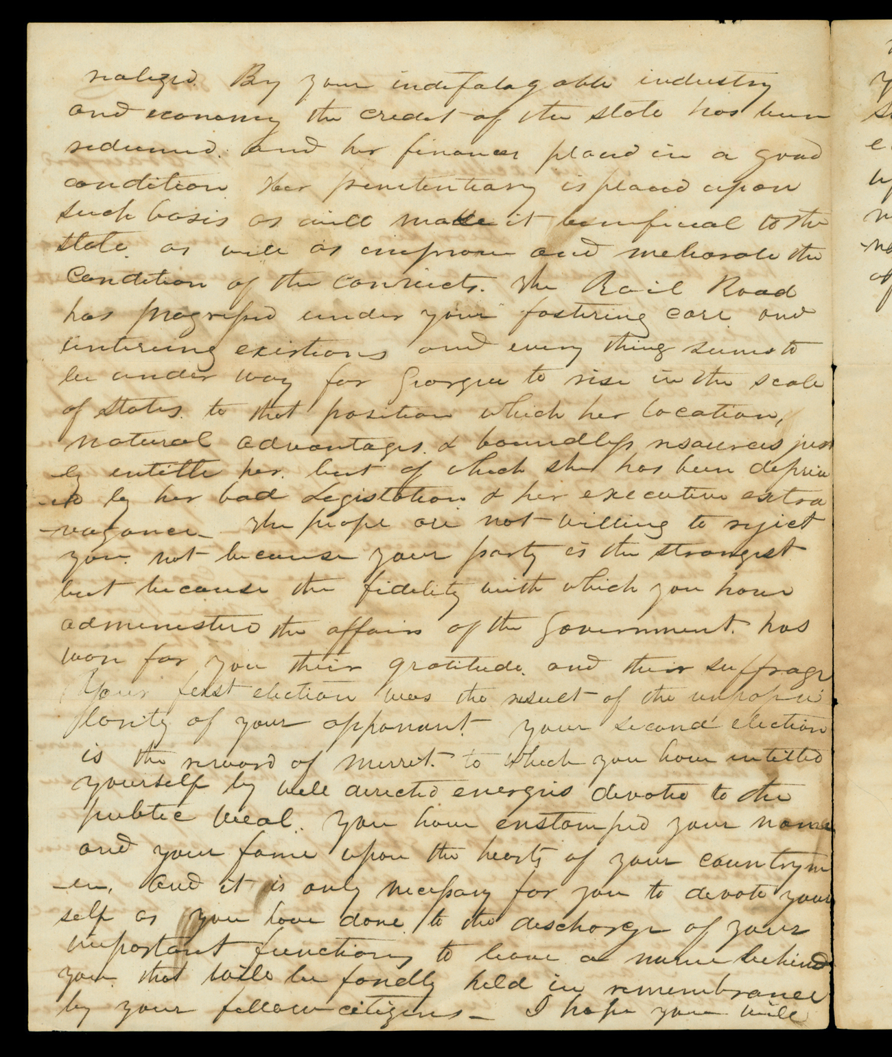 Letter, I. M. Davis, Palmyra, Georgia, to his excellency George W. Crawford, Milledgeville, Georgia, Page 2
