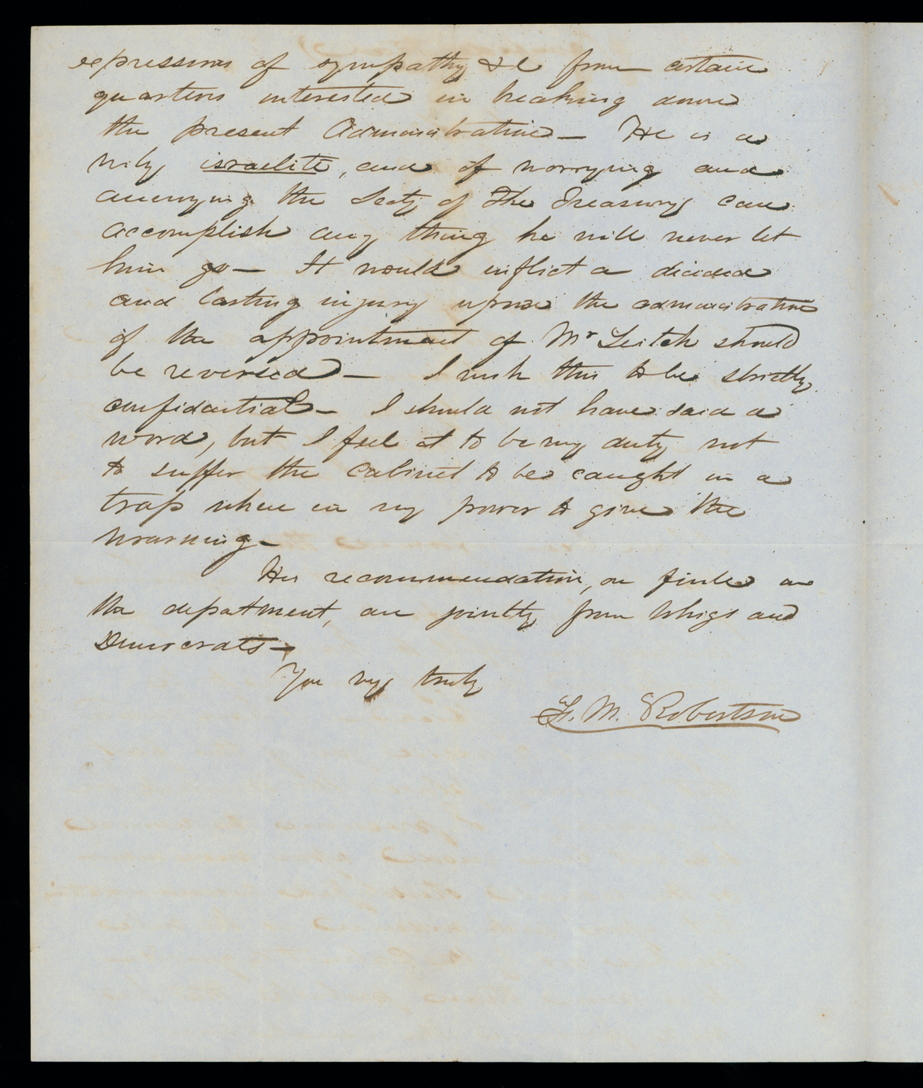 Letter, F. M. Robertson, Charleston, South Carolina, to "Dear Sir" [George W. Crawford n. p., Page 2