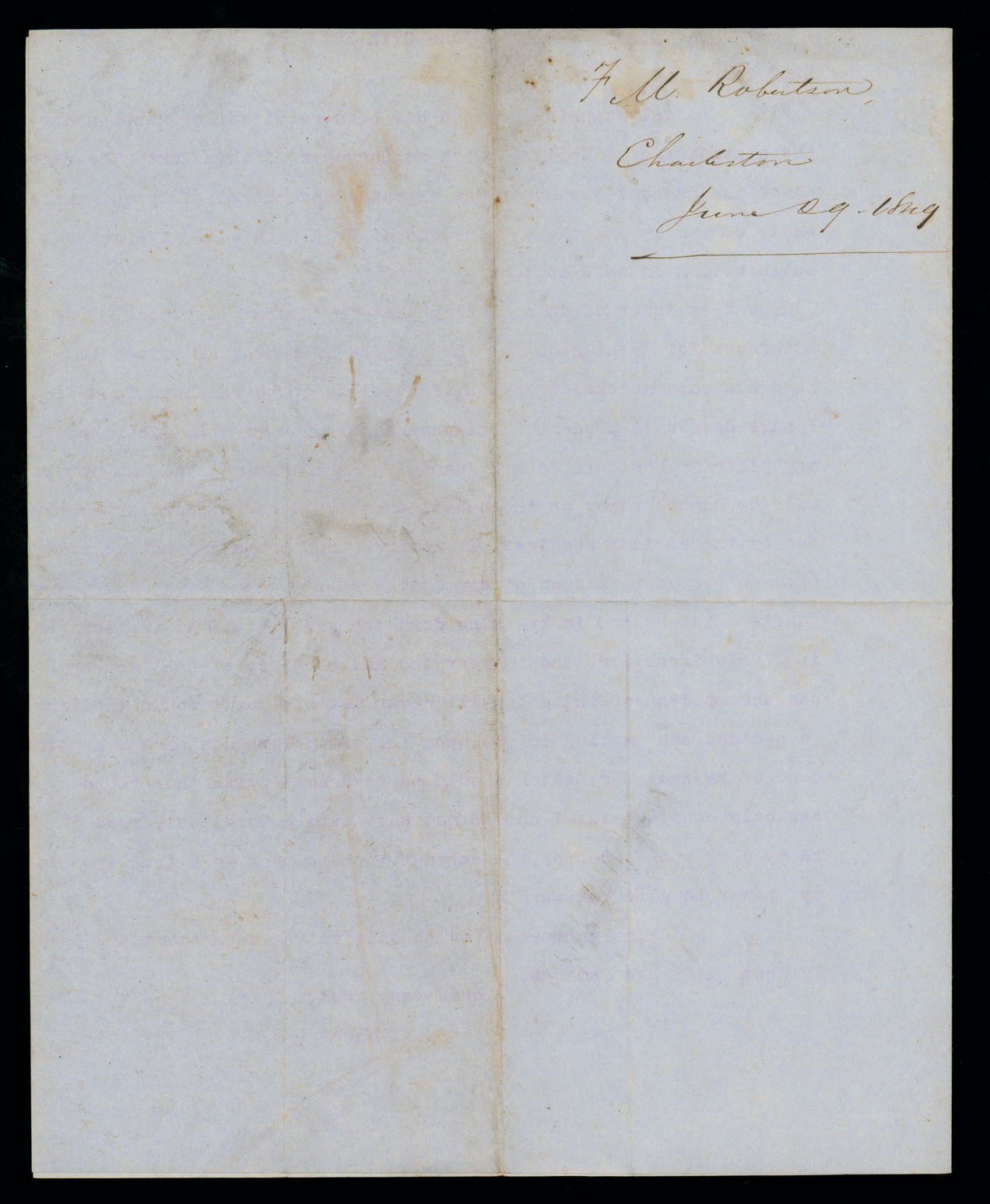 Letter, F. M. Robertson, Charleston, South Carolina, to "Dear Sir" [George W. Crawford n. p., Page 3