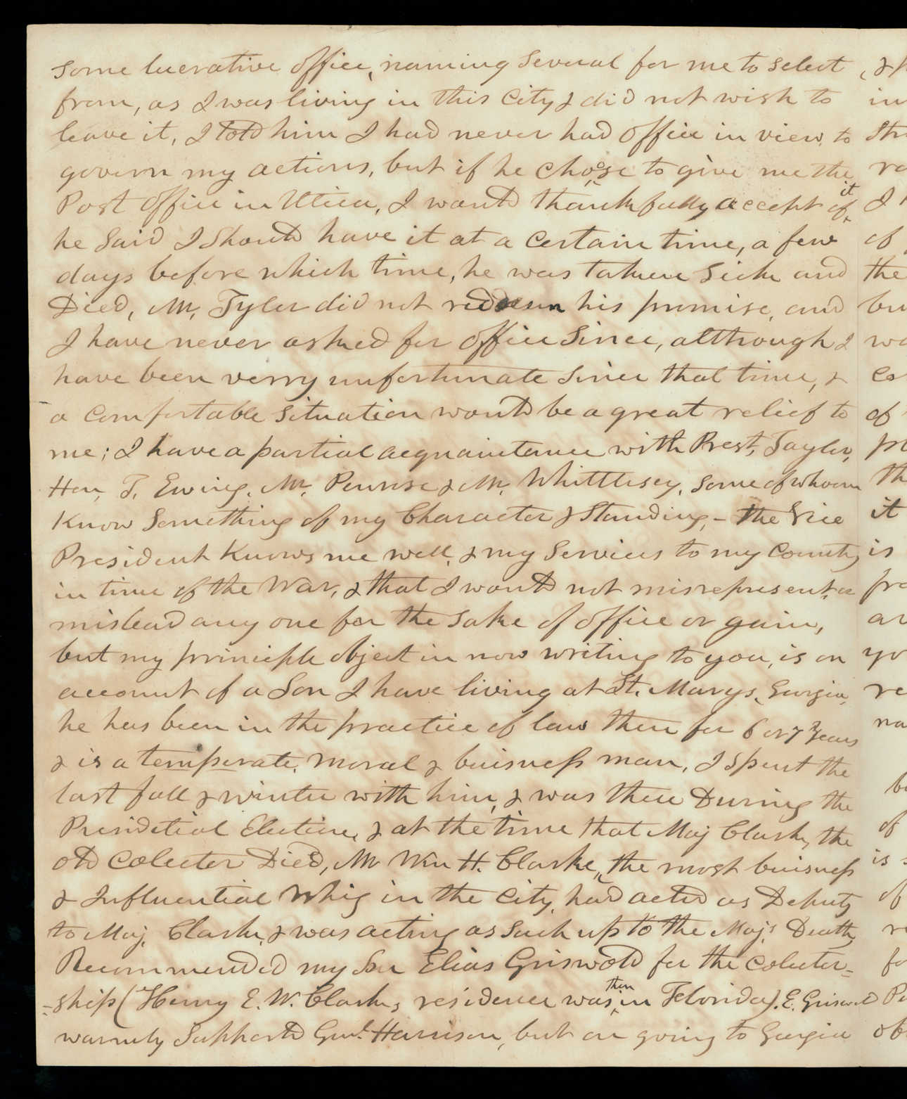 Letter, Chester Griswold, Utica, New York, to "Hon. W[illia]m. H. Crawford" [George W. Crawford], n. p., Page 2