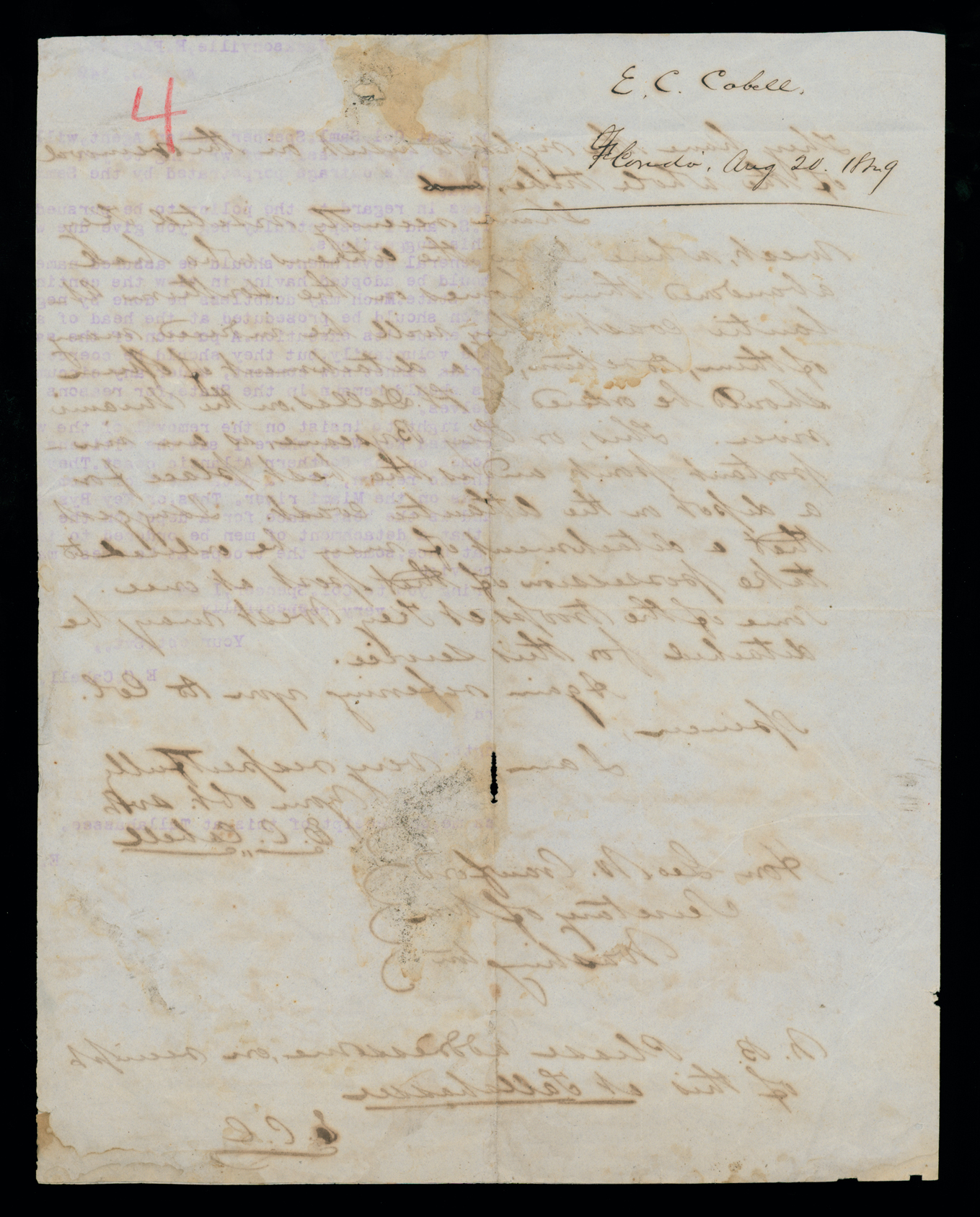 Letter, E[dward] C[arrington] Cabell, Jacksonville, Florida, to Hon Geo[rge] W. Crawford, Washington D.C., Page 3
