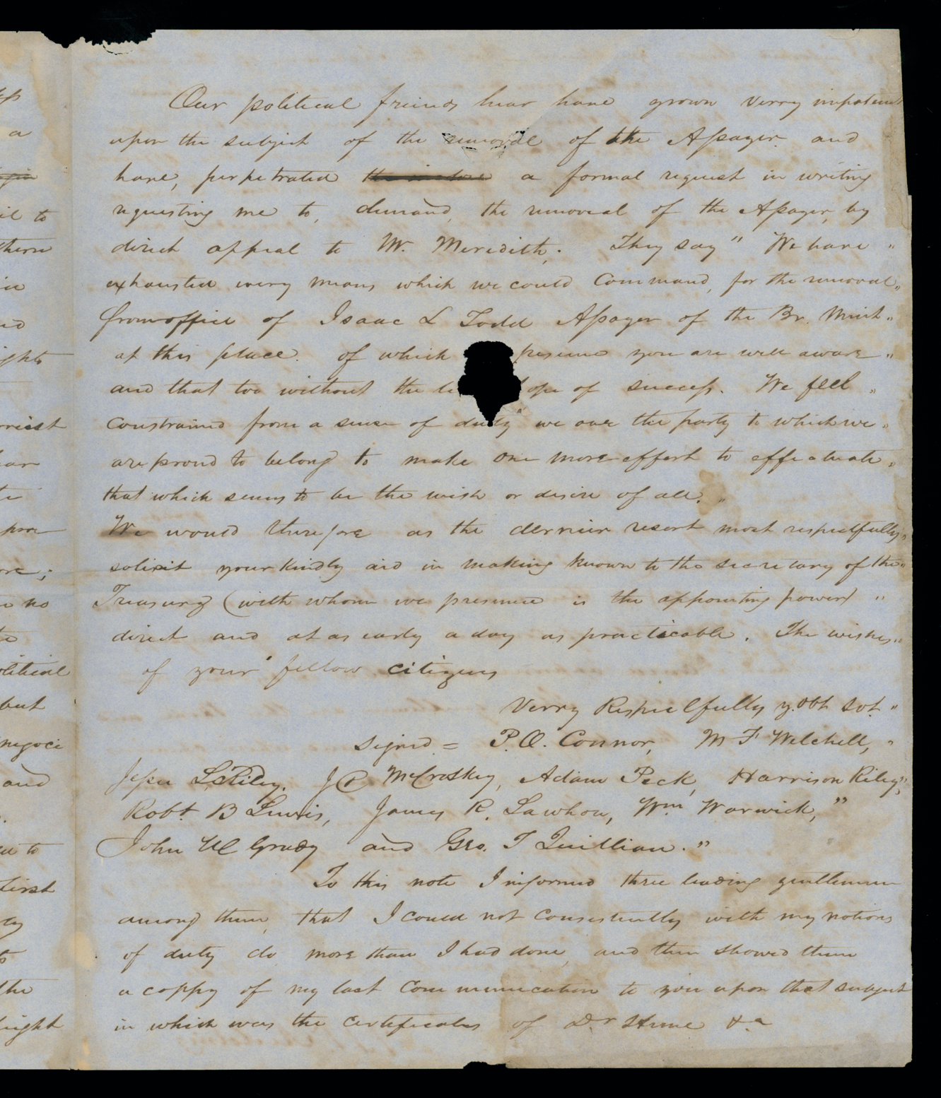 Letter, A. W. Redding, Dahlonega, Georgia, to "Dear Sir" [George W. Crawford], n. p., Page 3