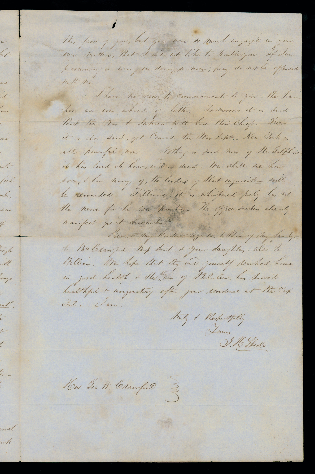 Letter, J[ohn] H. Steele, Washington D. C., to Hon. Geo[rge] W. Crawford], n. p., Page 3