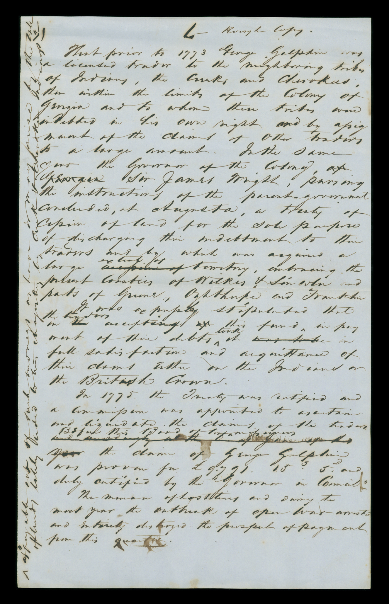 Miscellaneous papers relating to the settlement of the Galphin Claim, History, Page 1