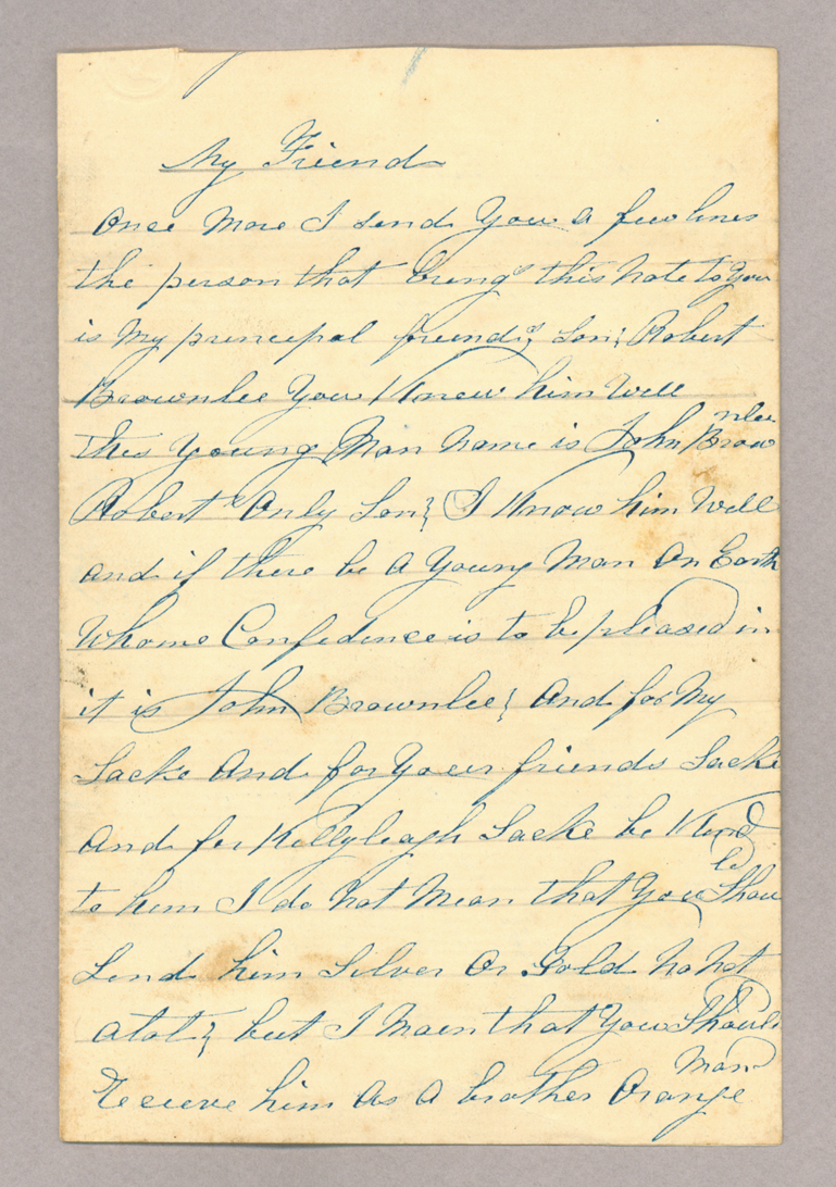 Letter. John Ward, Killyleagh, Ireland, to "James", n. p., Page 1
