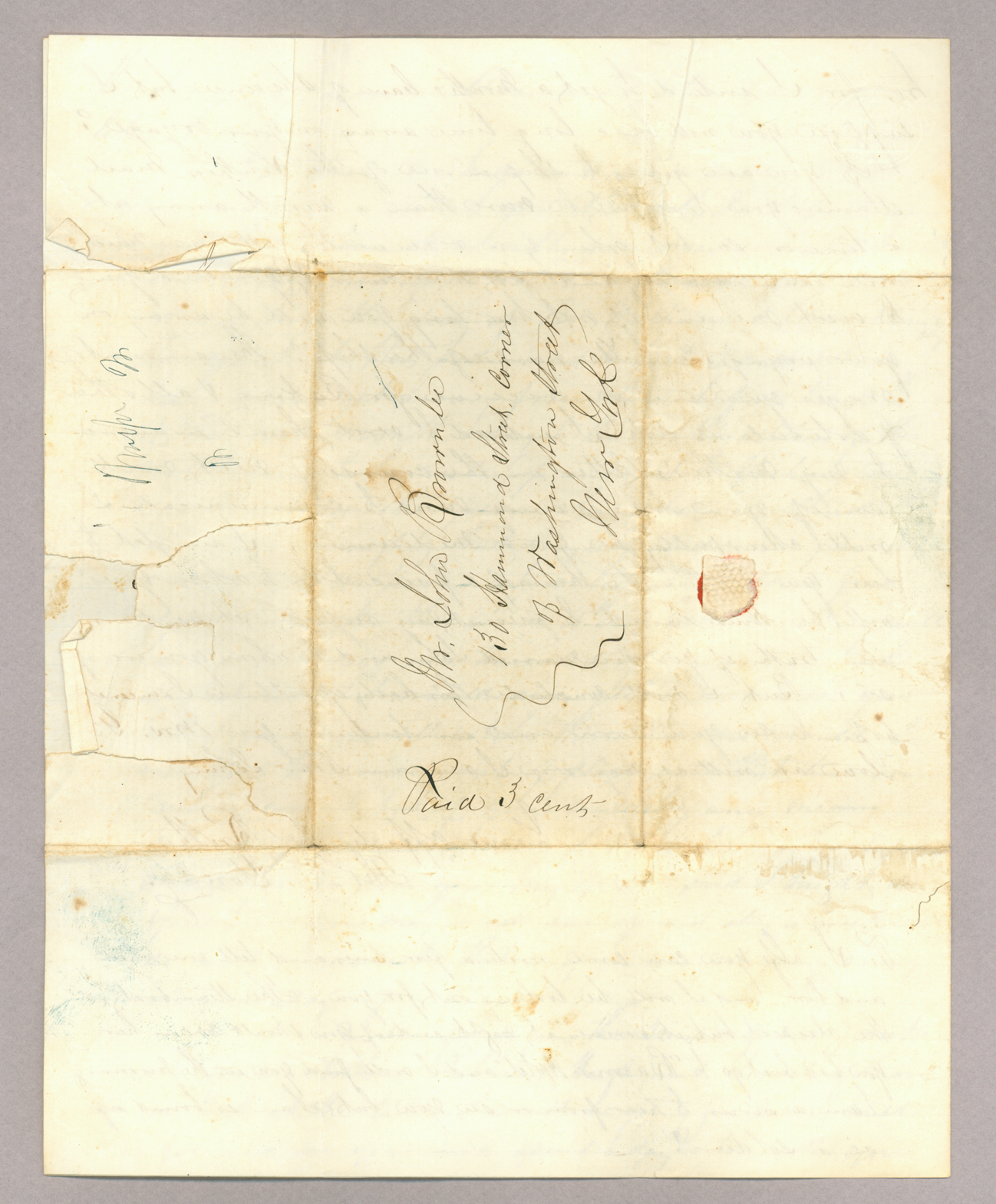 Letter. Tho[ma]s L[owry] Young, New London, Connecticut, to Mr. John [E.] Brownlee, New York, New York, Address Leaf