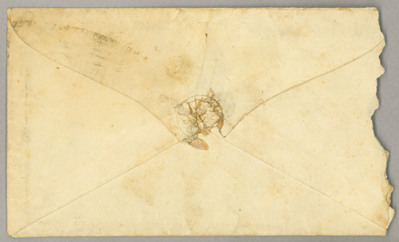 Letter. Benj[amin] F. Larned, Washington D. C., to Mr. John Brownlee, New York, New York, Envelope Side 2