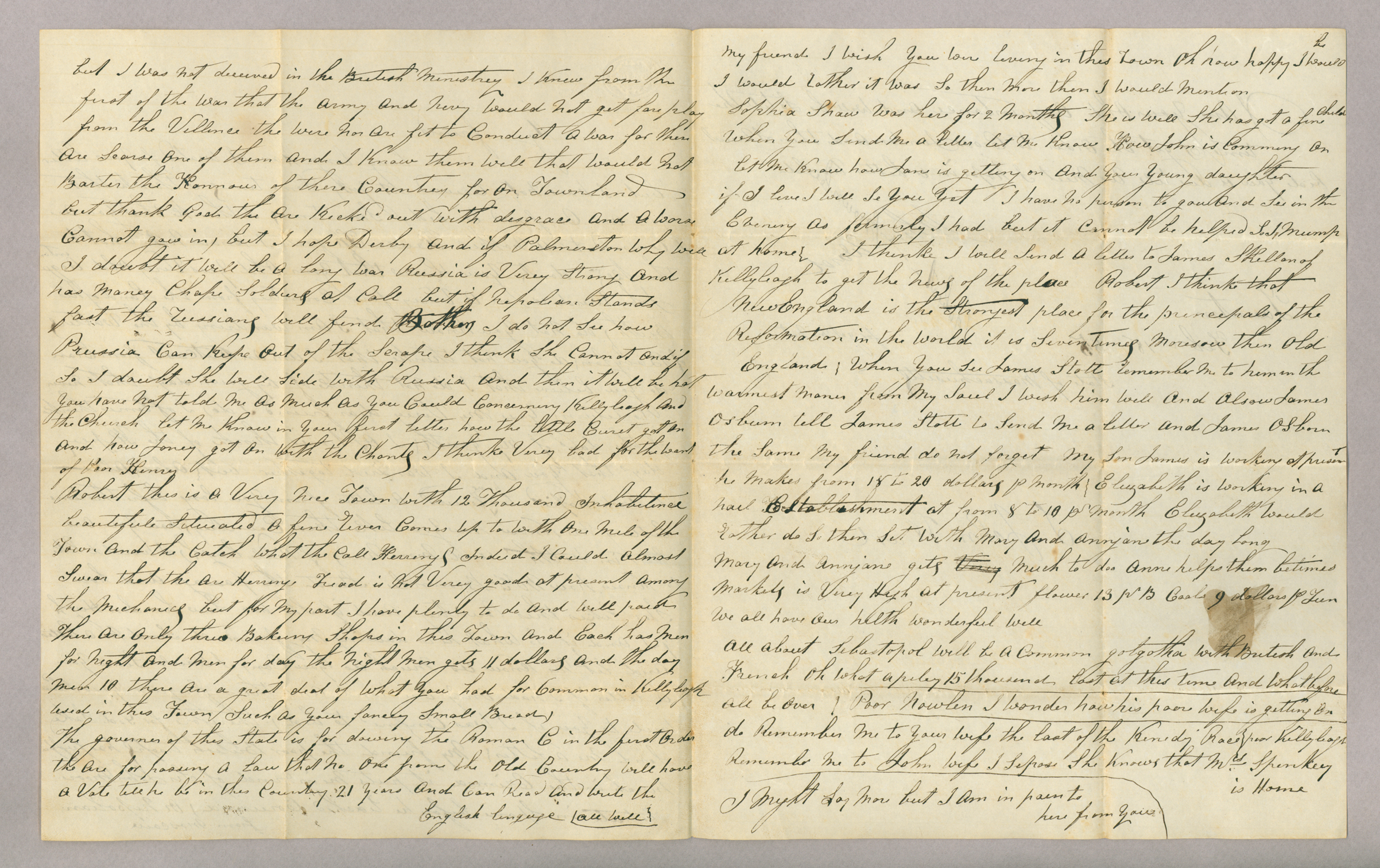 Letter. John Ward, Taunton, Massachusetts, to Robert Brownlee, n. p., Pages 2-3