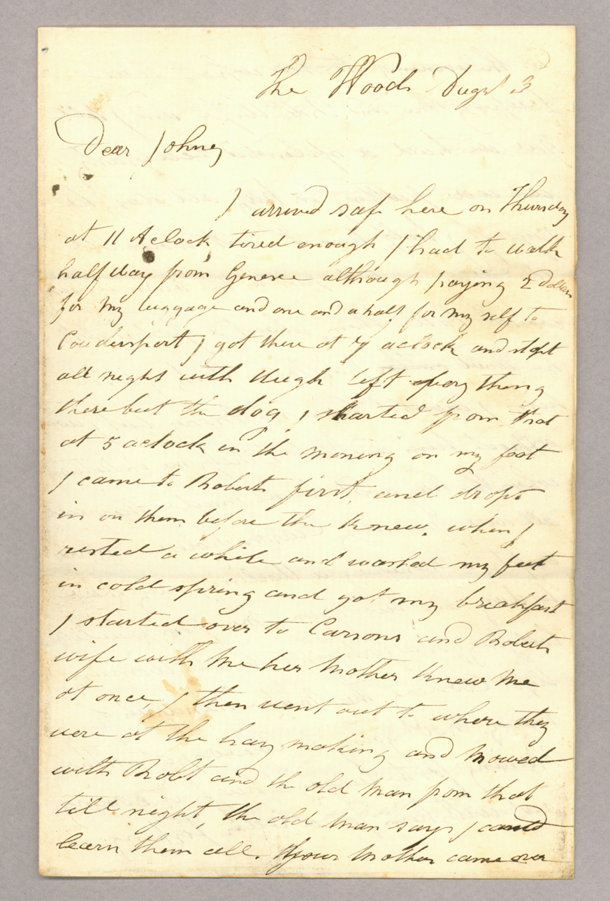 Letter. R[obert] B[rownlee], Potter County, Pennsylvania, to "Dear Johny" [John E. Brownlee], n. p., Page 1