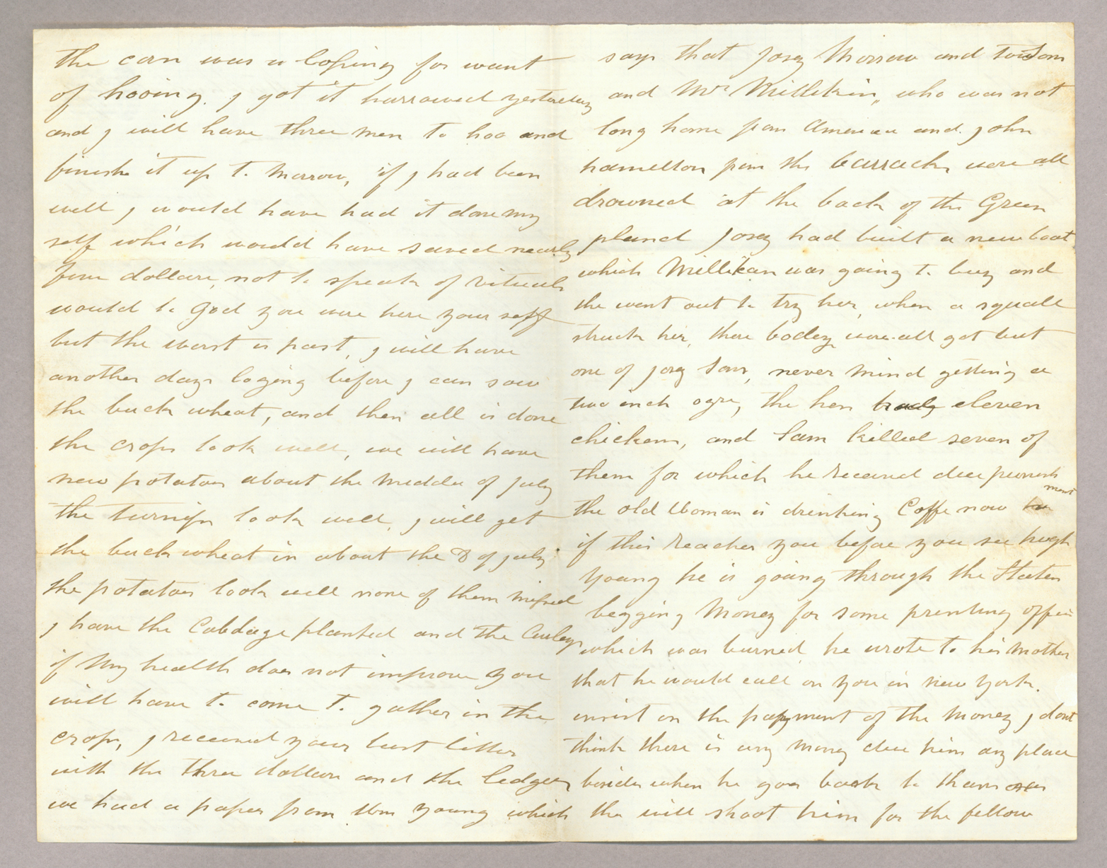 Letter. R[obert] Brownlee, North Wharton, Pennsylvania, to "My dear children" [John E. and Elizabeth Savage Brownlee], n. p., Pages 2-3