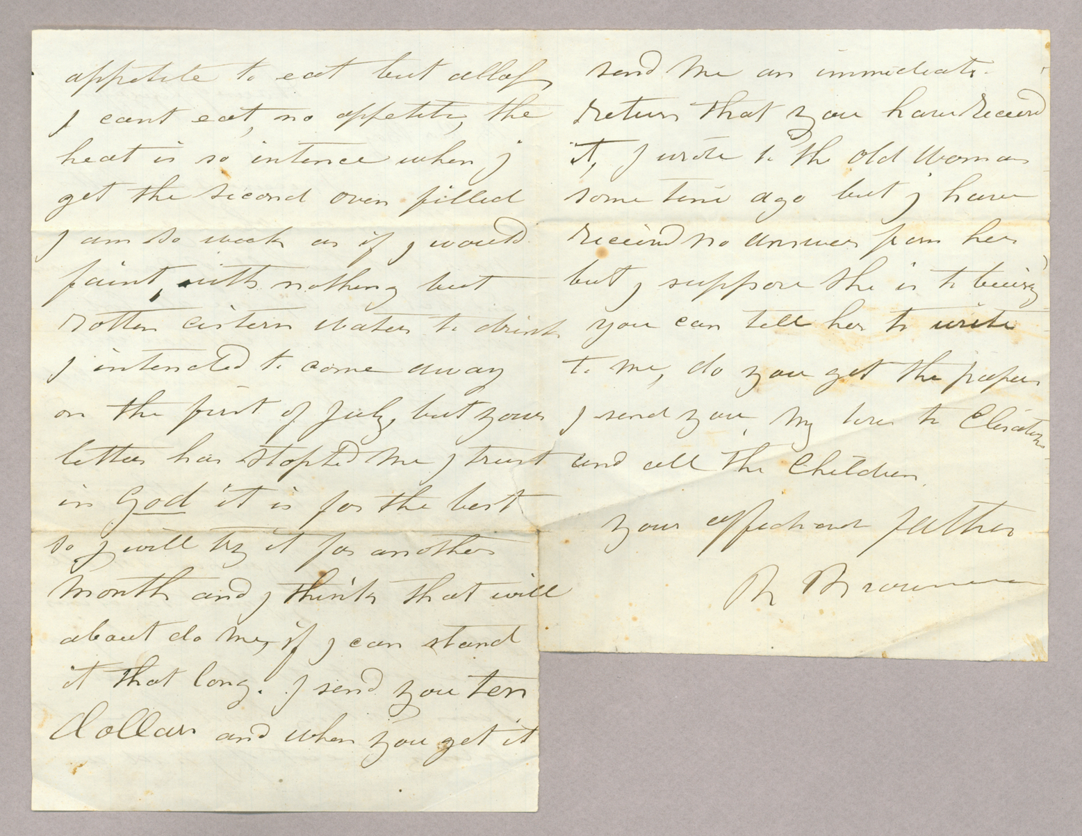Letter. R[obert] Brownlee, House of Refuge, Cincinnati, Ohio, to "My Poor Boy" [John E. Brownlee], n. p., Pages 2-3