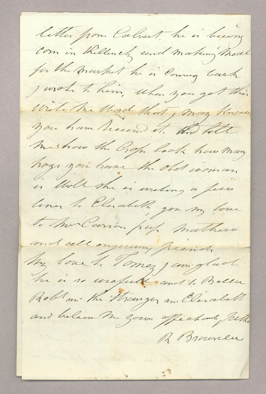 Letter. R[obert] Brownlee, House of Refuge, Cincinnati, Ohio, to "My Dear Children" [John E. and Elizabeth Savage Brownlee], n. p., Page 4