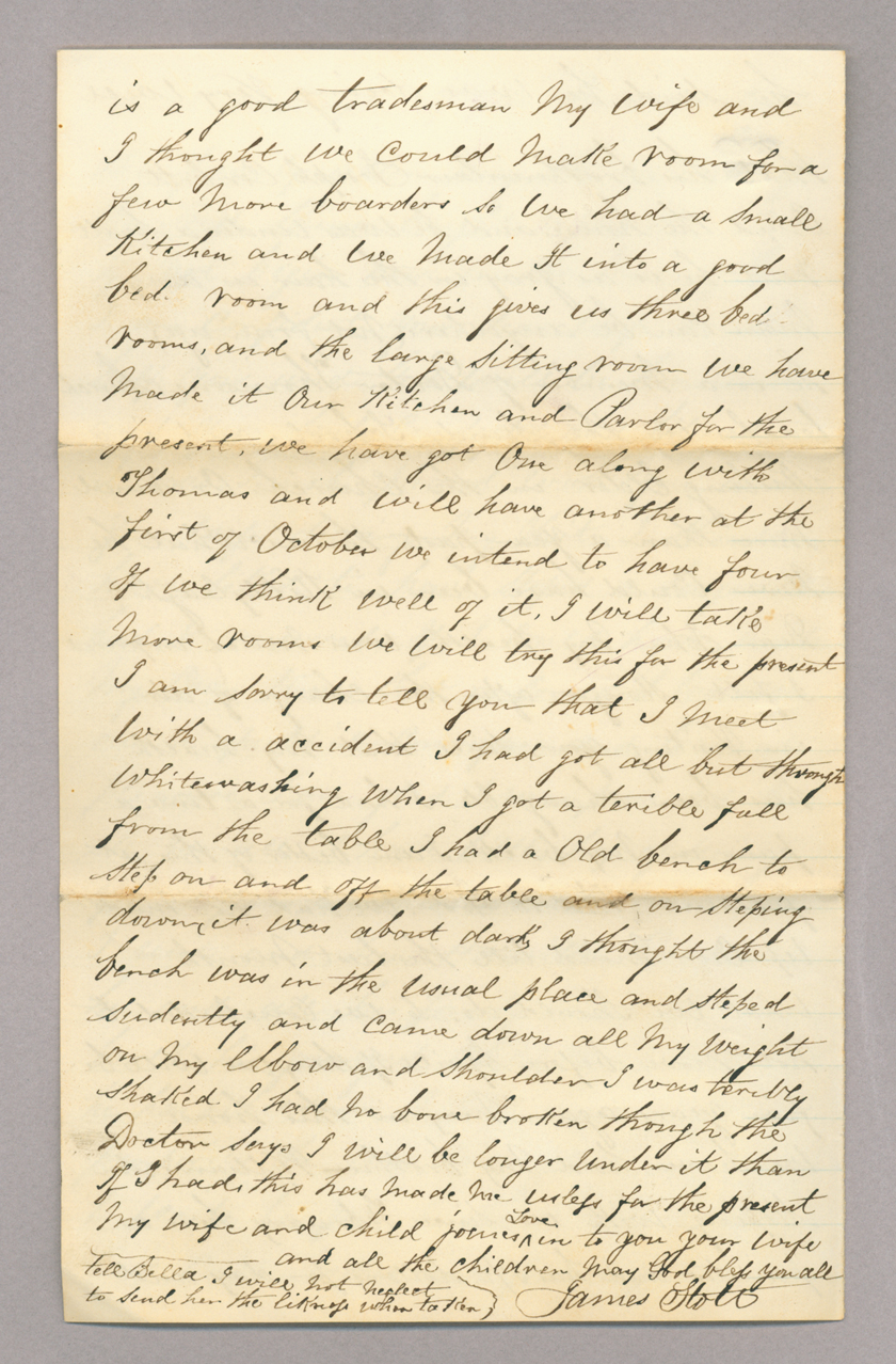 Letter. James Stott, New York, New York, to "My dear friend John" [John E. Brownlee], n. p., Page 4