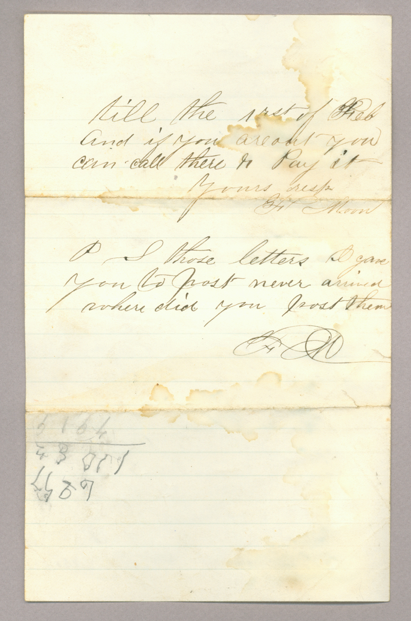 Letter. F Moon, Emporium, Pennsylvania, to Mr [John E.] Brownlee, n. p., Page 2