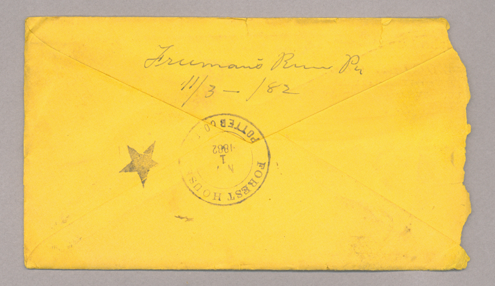 Letter. John Ludwig &amp; Sons, Houserville, Pennsylvania, to Mr. John [E.] Brownlee, North Wharton, Pennsylvania, Envelope, Side 2