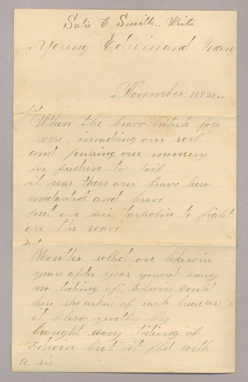 Manuscript. Song lyrics entitled "Young Edwin and Mary," Page 1
