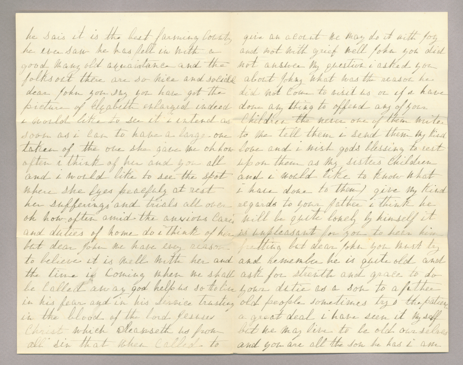 Letter. Sarah A[nn] McKee, Sewickley, Pennsylvania, to "Dear brother John" [John E. Brownlee], North Wharton, Pennsylvania, Pages 2-3
