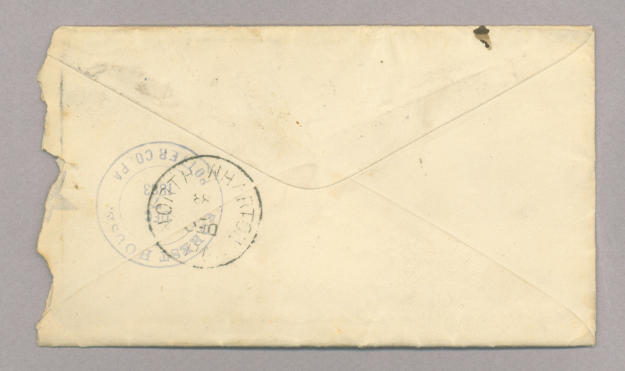 Letter. Sarah A[nn] McKee, Sewickley, Pennsylvania, to "Dear brother John" [John E. Brownlee], North Wharton, Pennsylvania, Envelope, Side 2