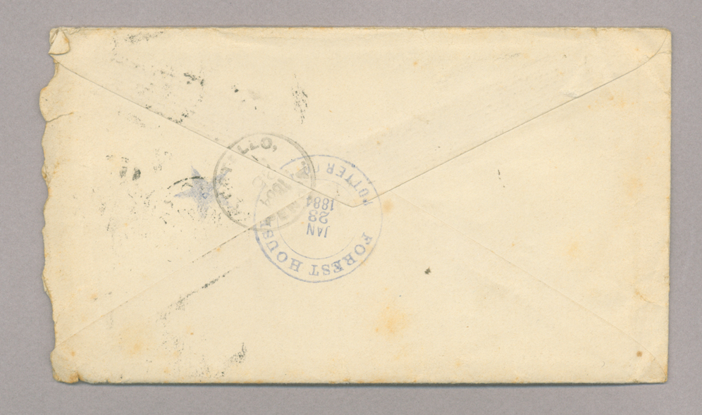 Letter. James Stott, New York, New York, to Mr. John [E.] Brownlee, North Wharton, Pennsylvania, Envelope, Side 2