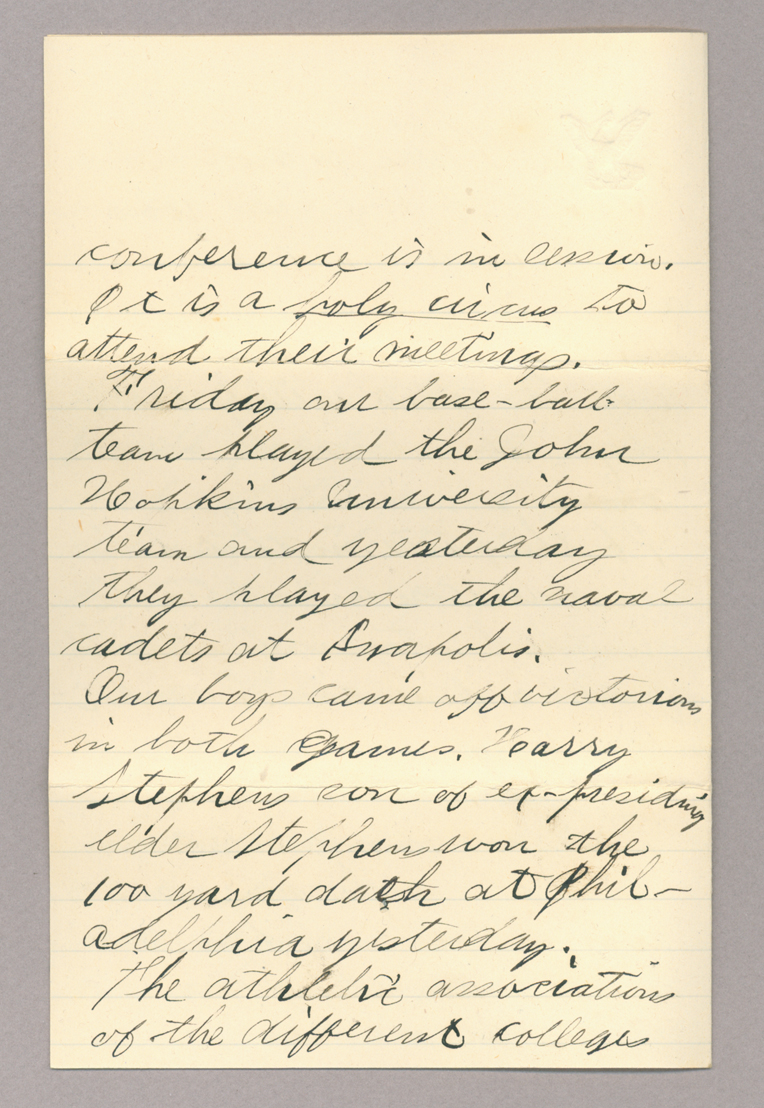 Letter. A. S. Heck, Carlisle, Pennsylvania, to "Prof. L[orenzo] D. Ripple," Costello, Pennsylvania, Page 4