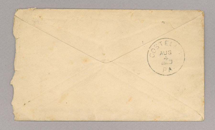 Letter. "Sara Jane," Coudersport, Pennsylvania, to John [E.] Brownlee [Jr.], Costello, Pennsylvania, Envelope, Side 2