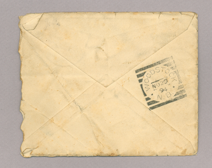 Letter. Josiah Hand, Costello, Pennsylvania, to John E. Brownlee [Jr.], South Newbridge, New Brunswick, Envelope, Side 2