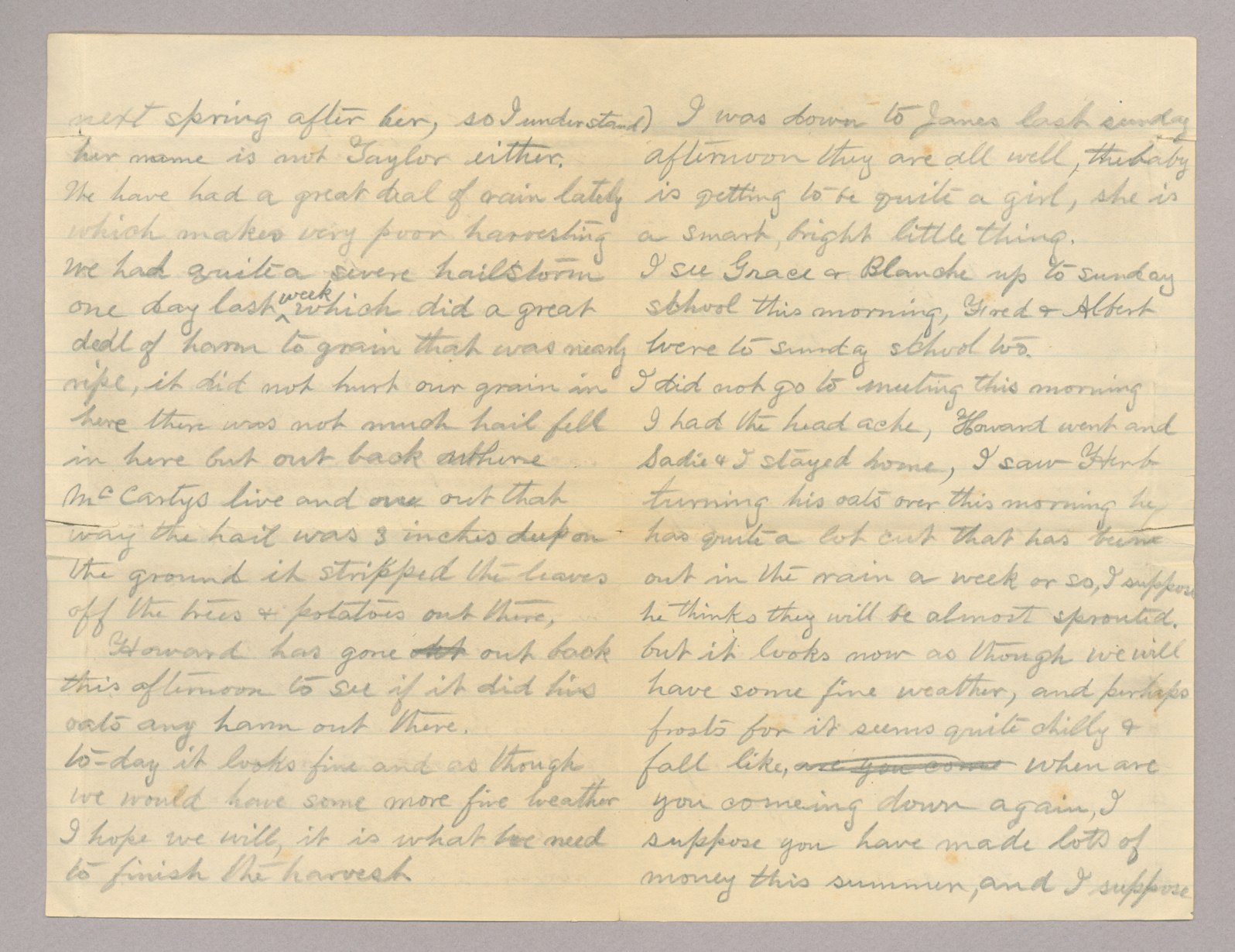 Letter. "Ruth" [Ruth Brownlee ?], South Newbridge, New Brunswick, to John [E.] Brownlee Jr., Costello, Pennsylvania, Pages 2-3