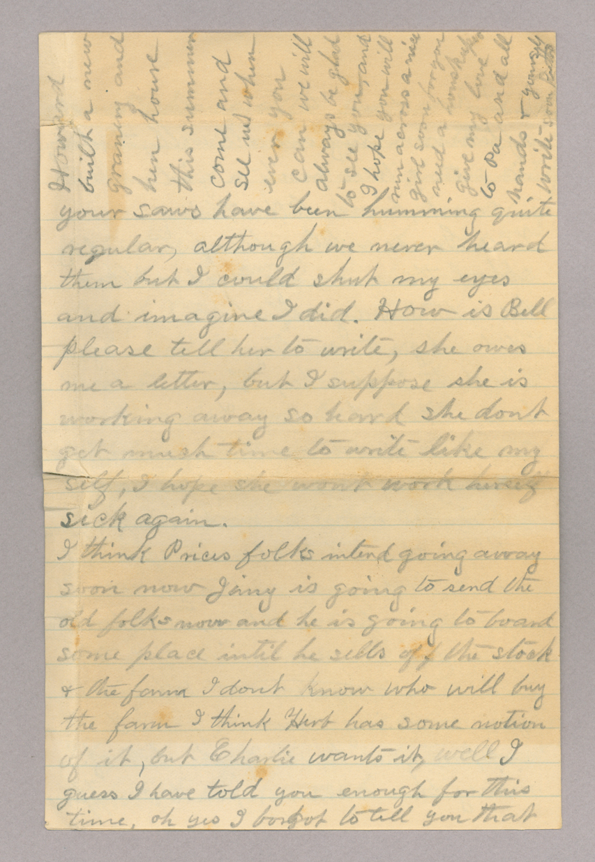 Letter. "Ruth" [Ruth Brownlee ?], South Newbridge, New Brunswick, to John [E.] Brownlee Jr., Costello, Pennsylvania, Page 4