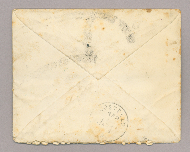 Letter. "[Y]our sincere friend &amp; Sister Jane" [Jane Brownlee ?], South Newbridge, New Brunswick, to Mr. John E. Brownlee [Jr.], Costello, Pennsylvania, Envelope, Side 2