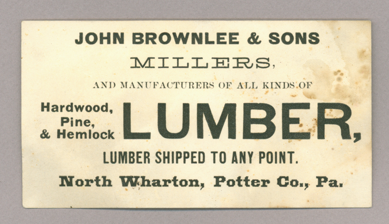 Business card. John Brownlee & Sons