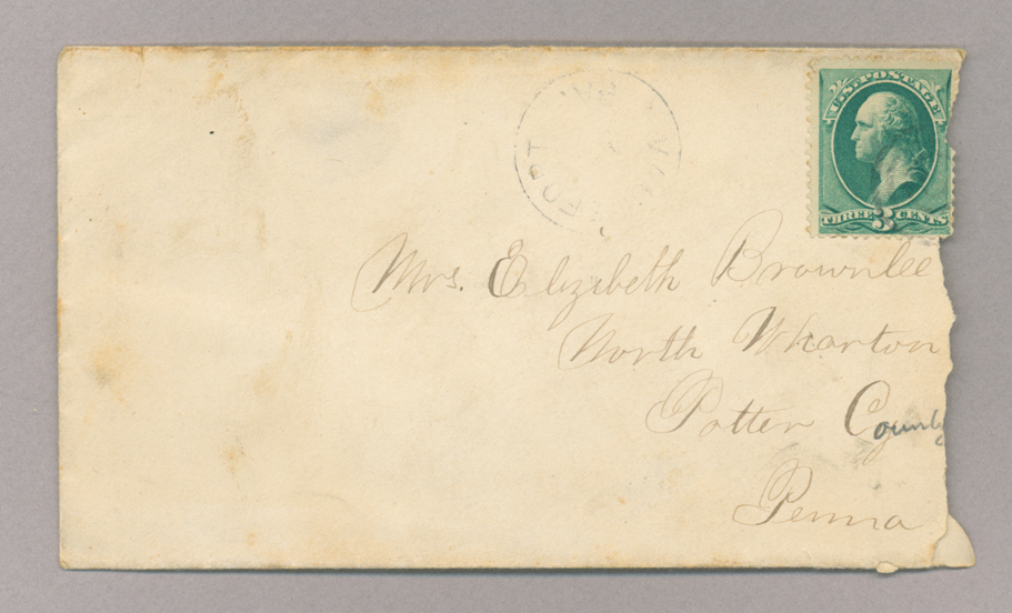 Miscellaneous used envelope, addressed to the Brownlees, Envelope 3, Side 1