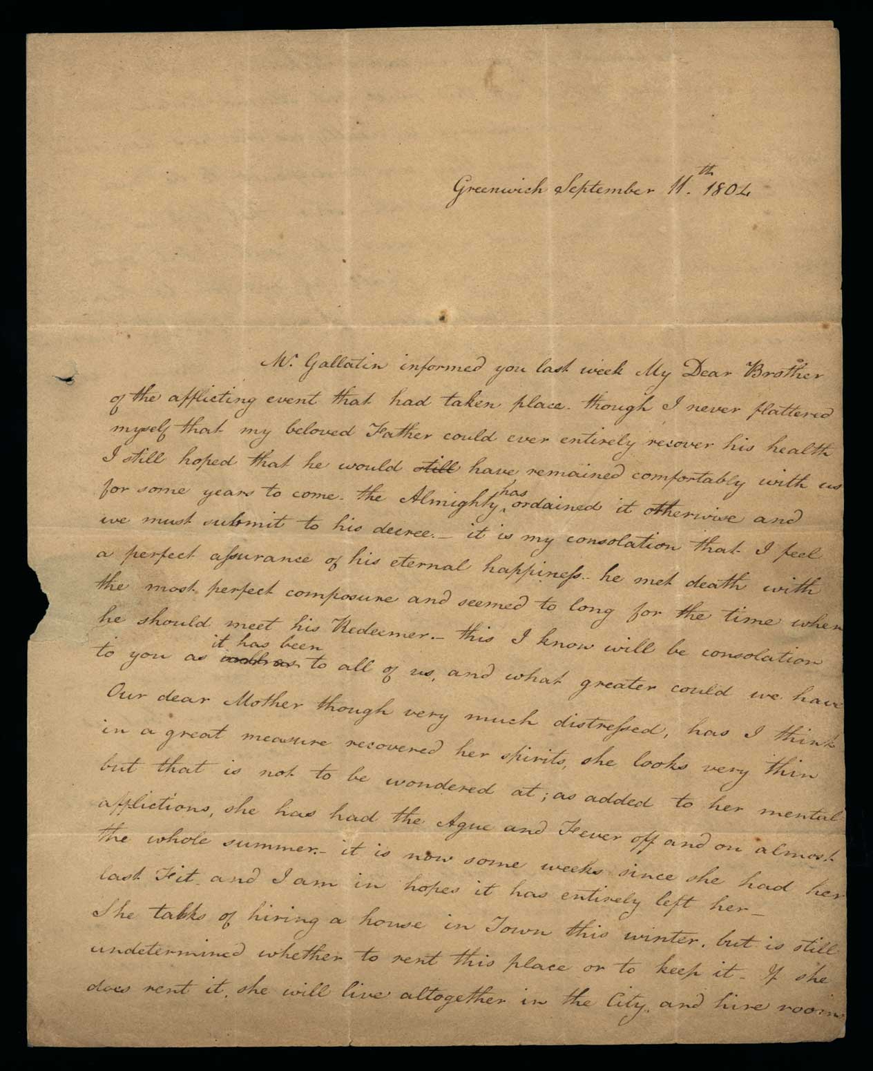 Letter. A[dden] Nicholson, Greenwich, New York, to Mr. James W. Nicholson, New Geneva, Pennsylvania, Page 1