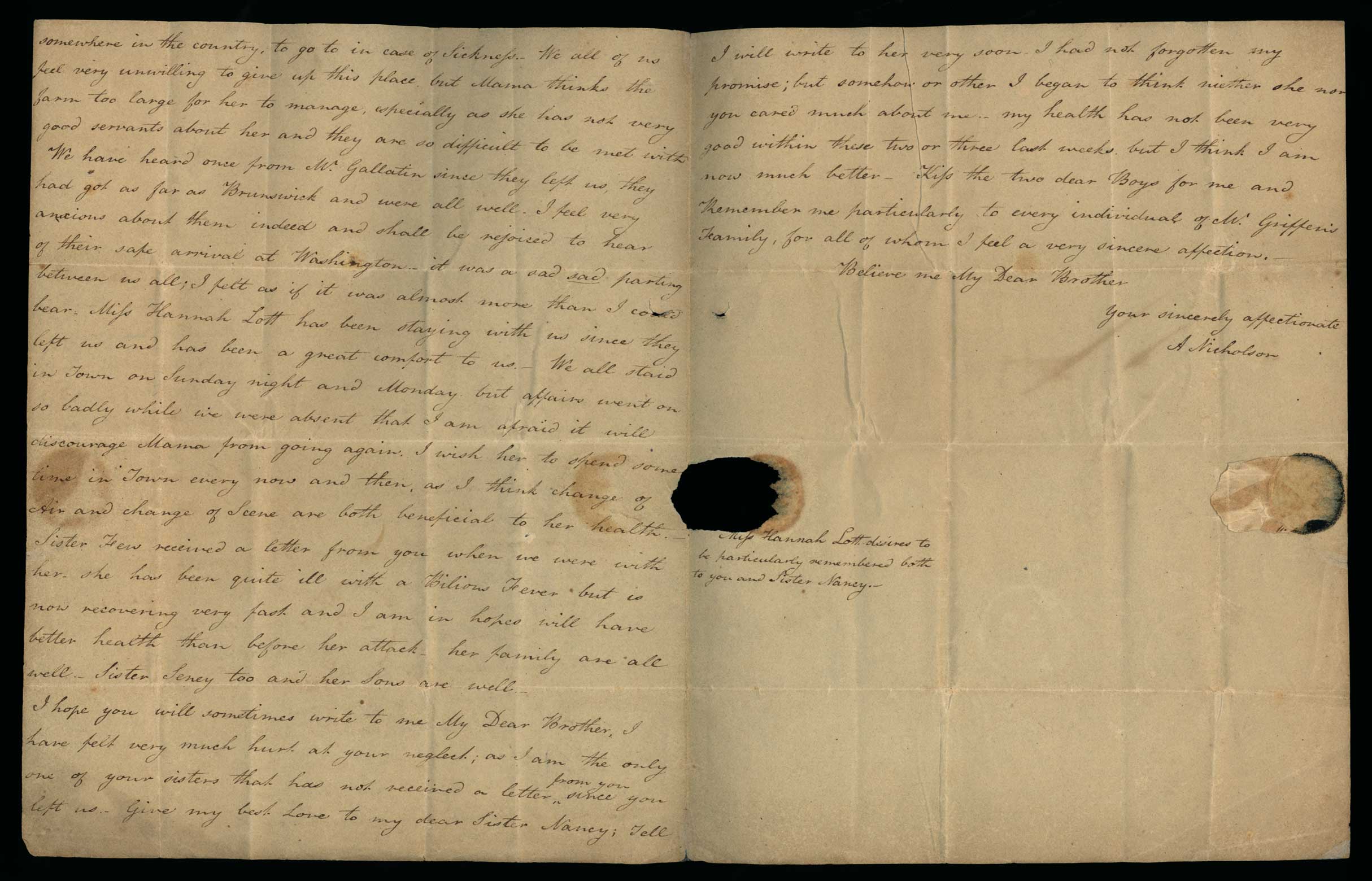Letter. A[dden] Nicholson, Greenwich, New York, to Mr. James W. Nicholson, New Geneva, Pennsylvania, Pages 2 and 3