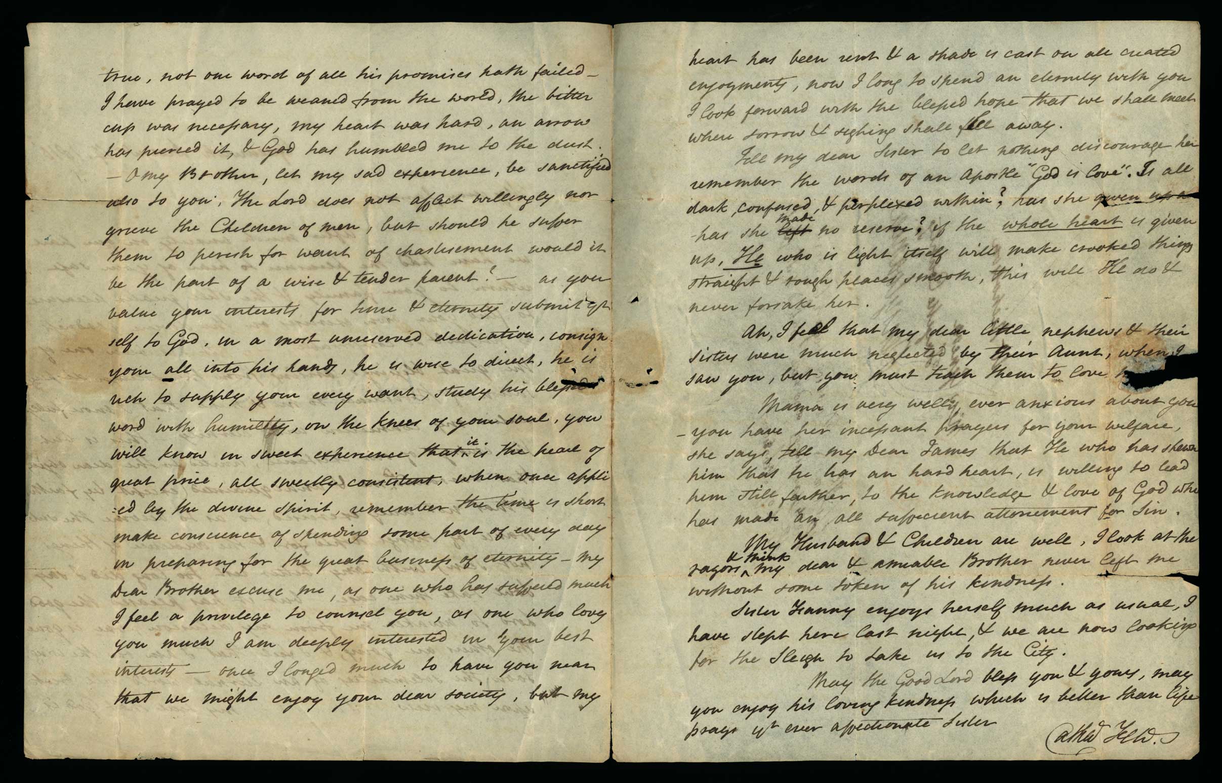 Letter. Catha[rin]e [Nicholson] Few, Greenwich, New York, to Mr James W. Nicholson, New Geneva, Pennsylvania, Pages 2 and 3