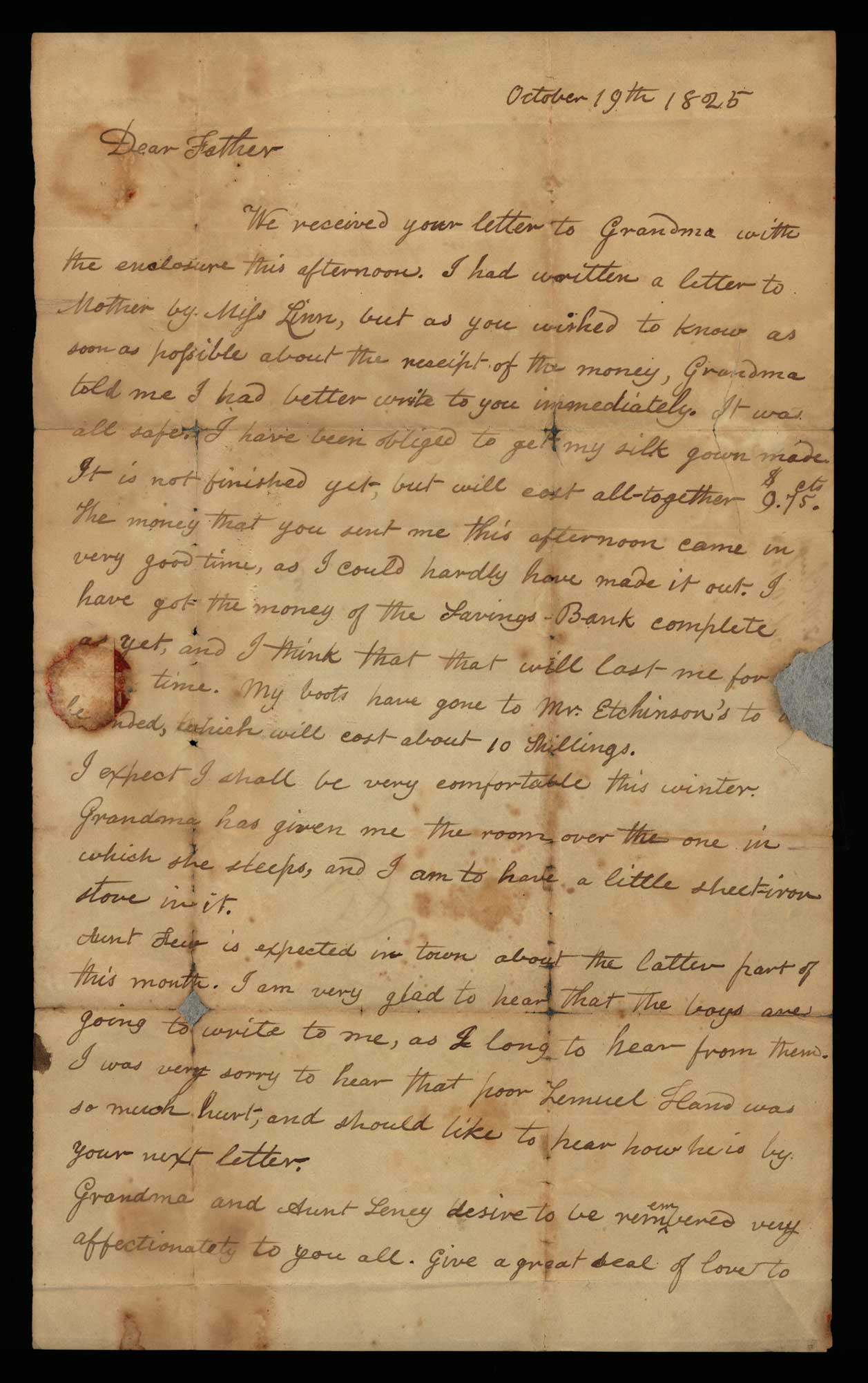 Letter. T[homas] W. Chrystie, n. p., to Rev. James [W.] Chrystie, Albany, New York, Page 1
