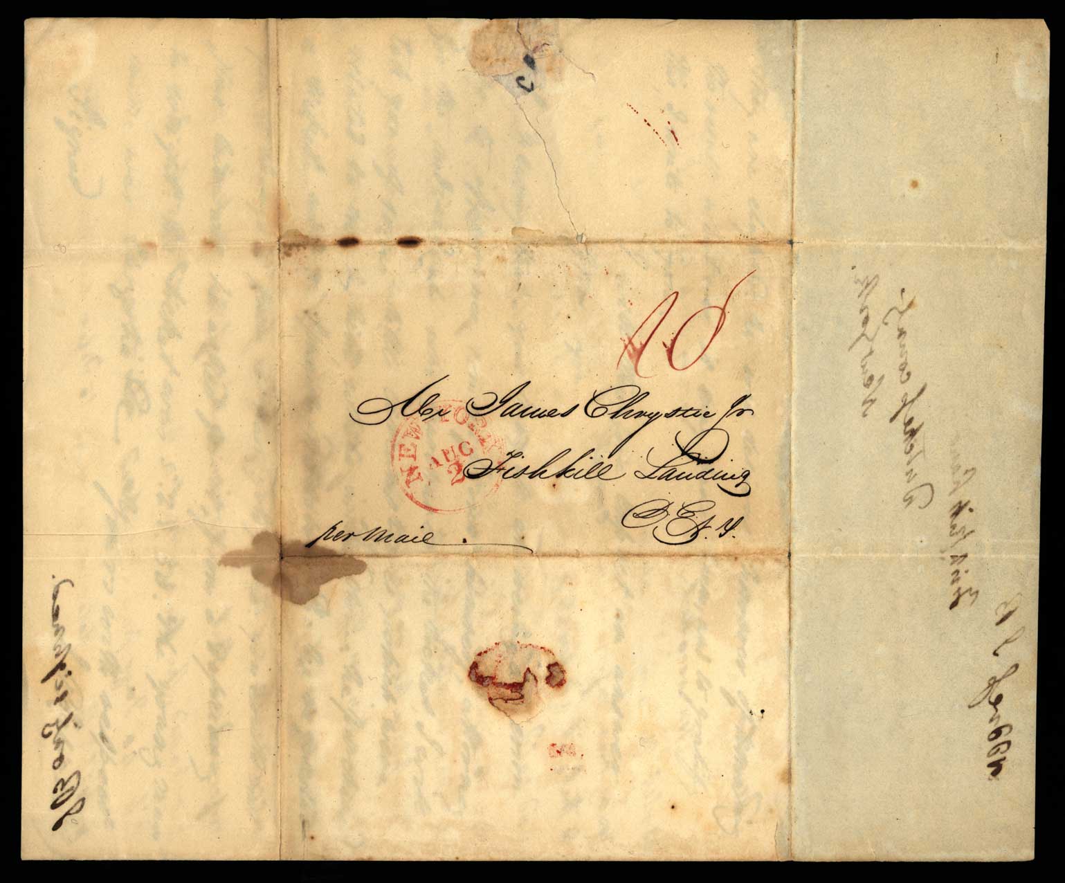 Letter. "J B", Fishkill Landing, New York, to Mr James Chrystie Jr, Fishkill Landing, New York, Address Leaf