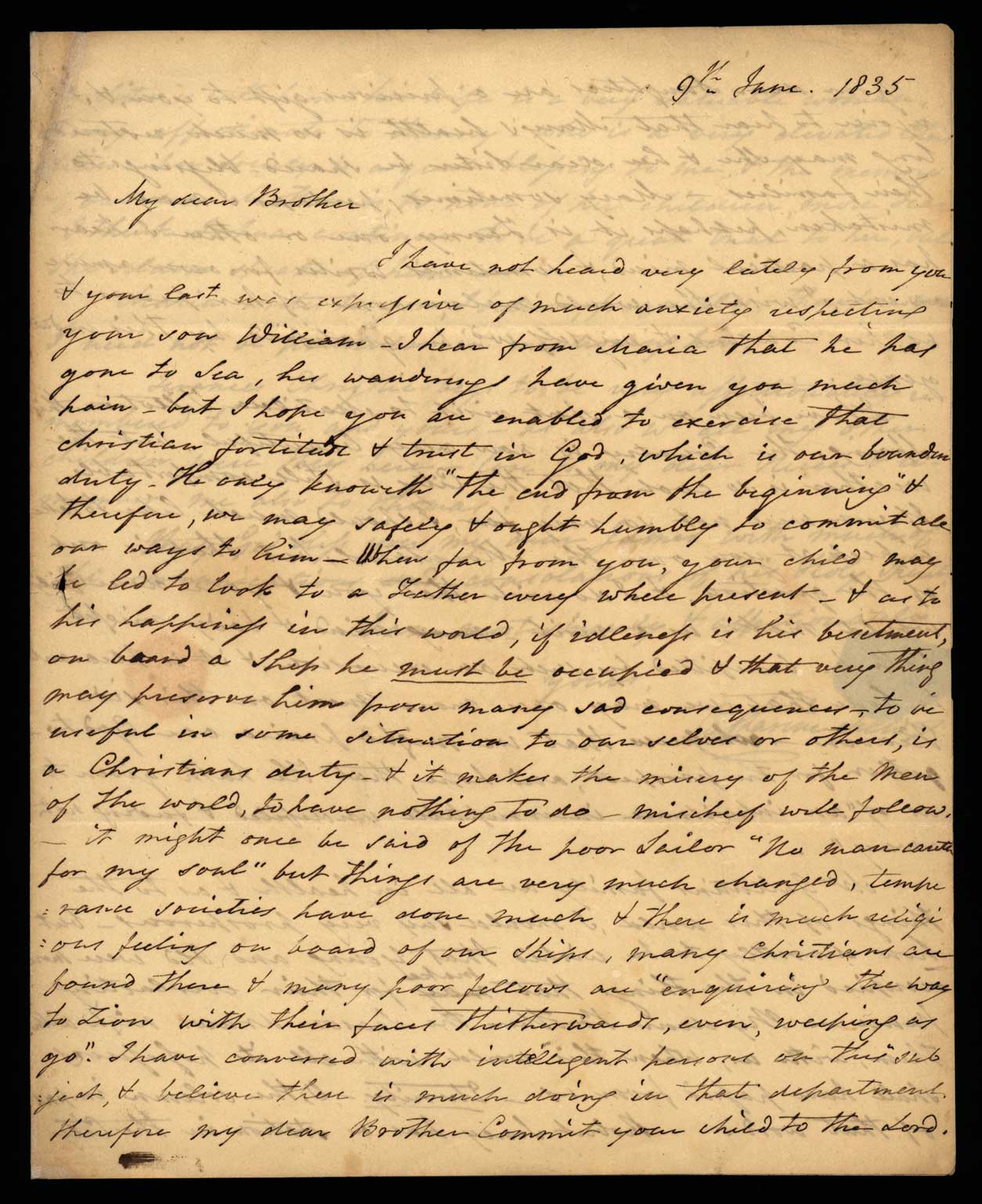 Letter. Catharine [Nicholson] Few, n. p., to James W. Nicholson Esq, New Geneva, Pennsylvania, 1835 June 9, Page 1