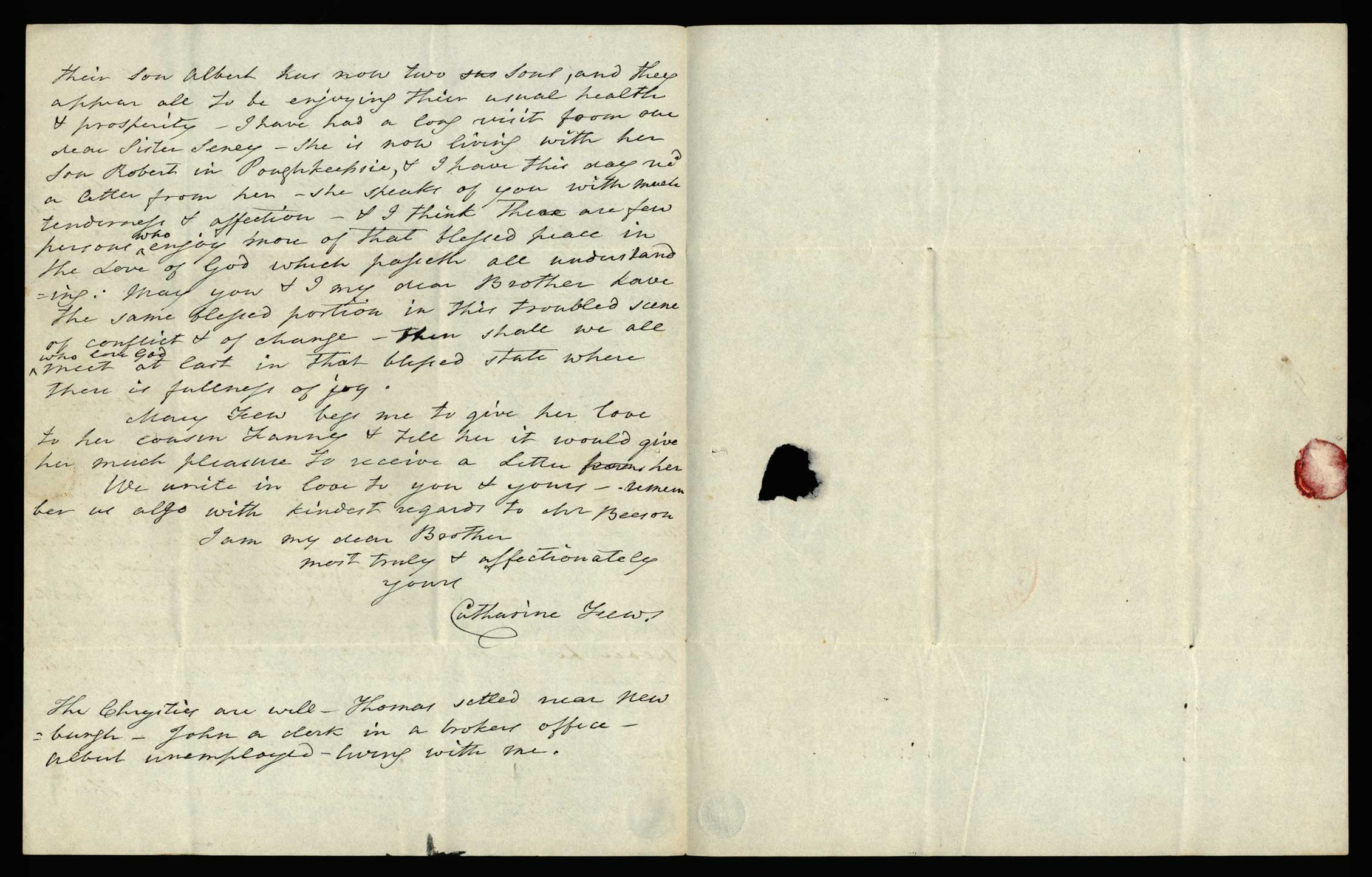 Letter. Catharine [Nicholson] Few, New York, New York, to James W. Nicholson, Esq, New Geneva, Pennsylvania, June 1841, Page 2