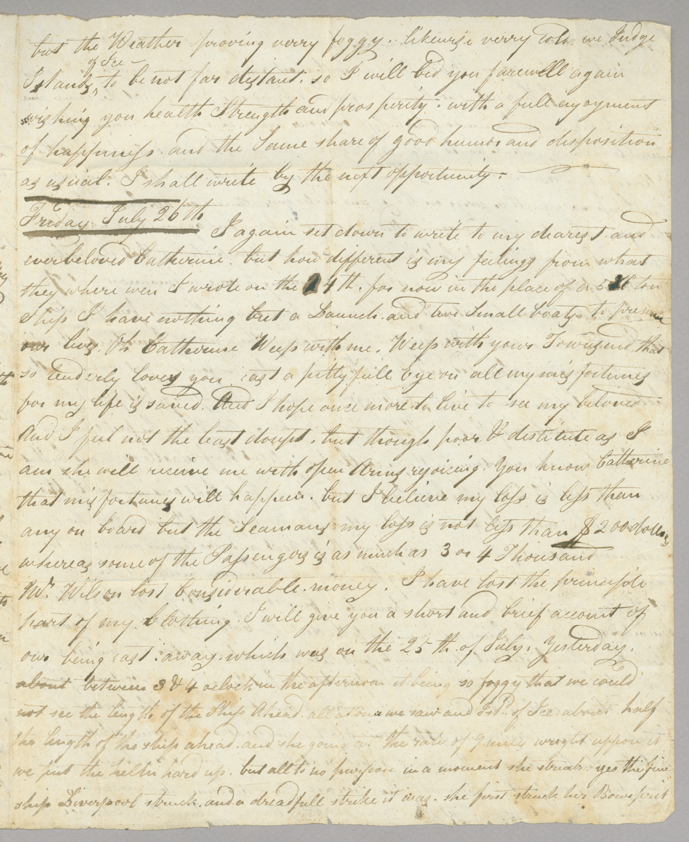 Letter, [Hewlett Townsend Coles], at sea, to "My Dear Beloved Catherine," [Catherine Van Suydam Coles], n.p., Page 3