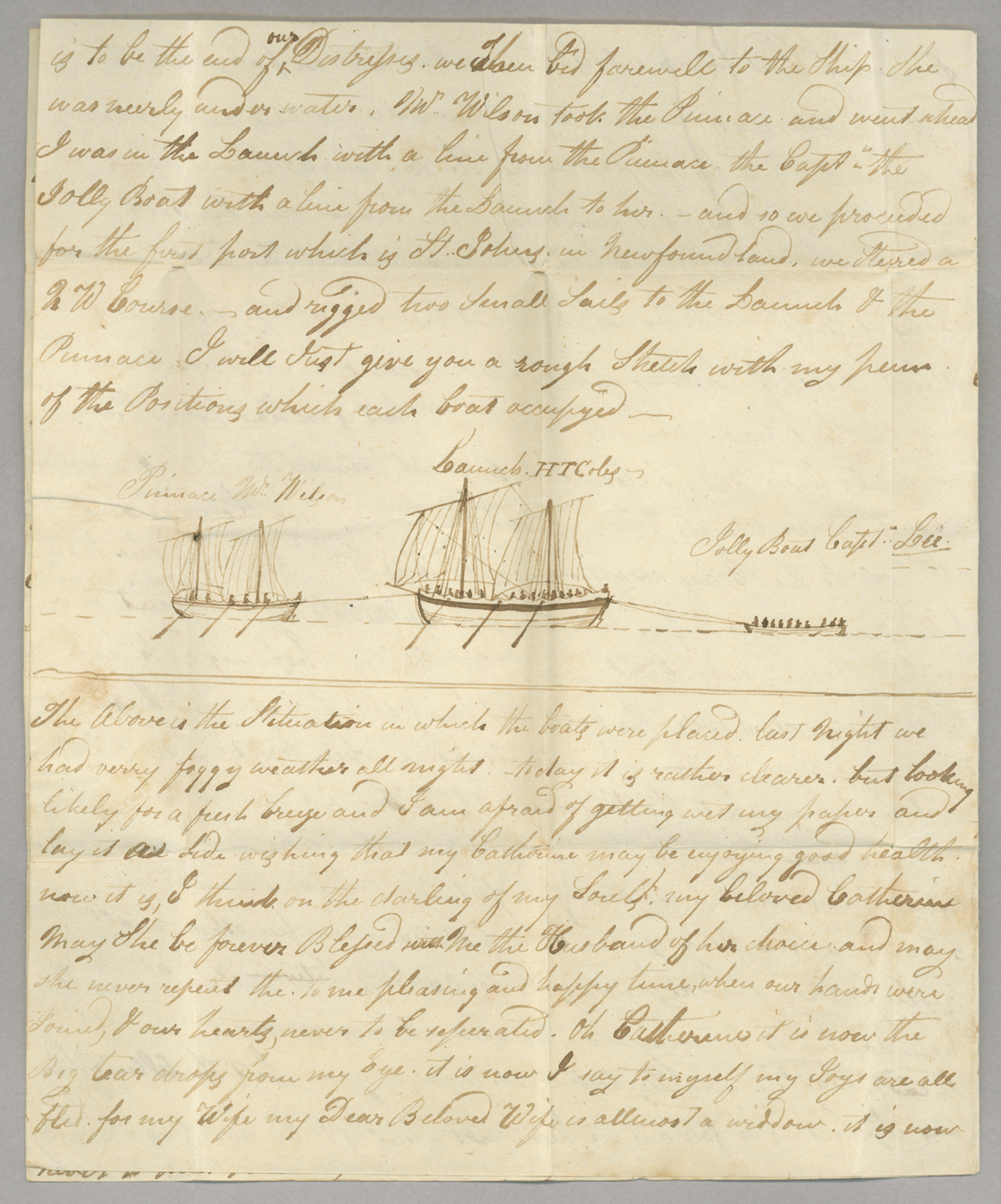 Letter, [Hewlett Townsend Coles], "Ship Liverpool's Boats towards St. Johns," to [Catherine Van Suydam Coles], n.p., Page 4