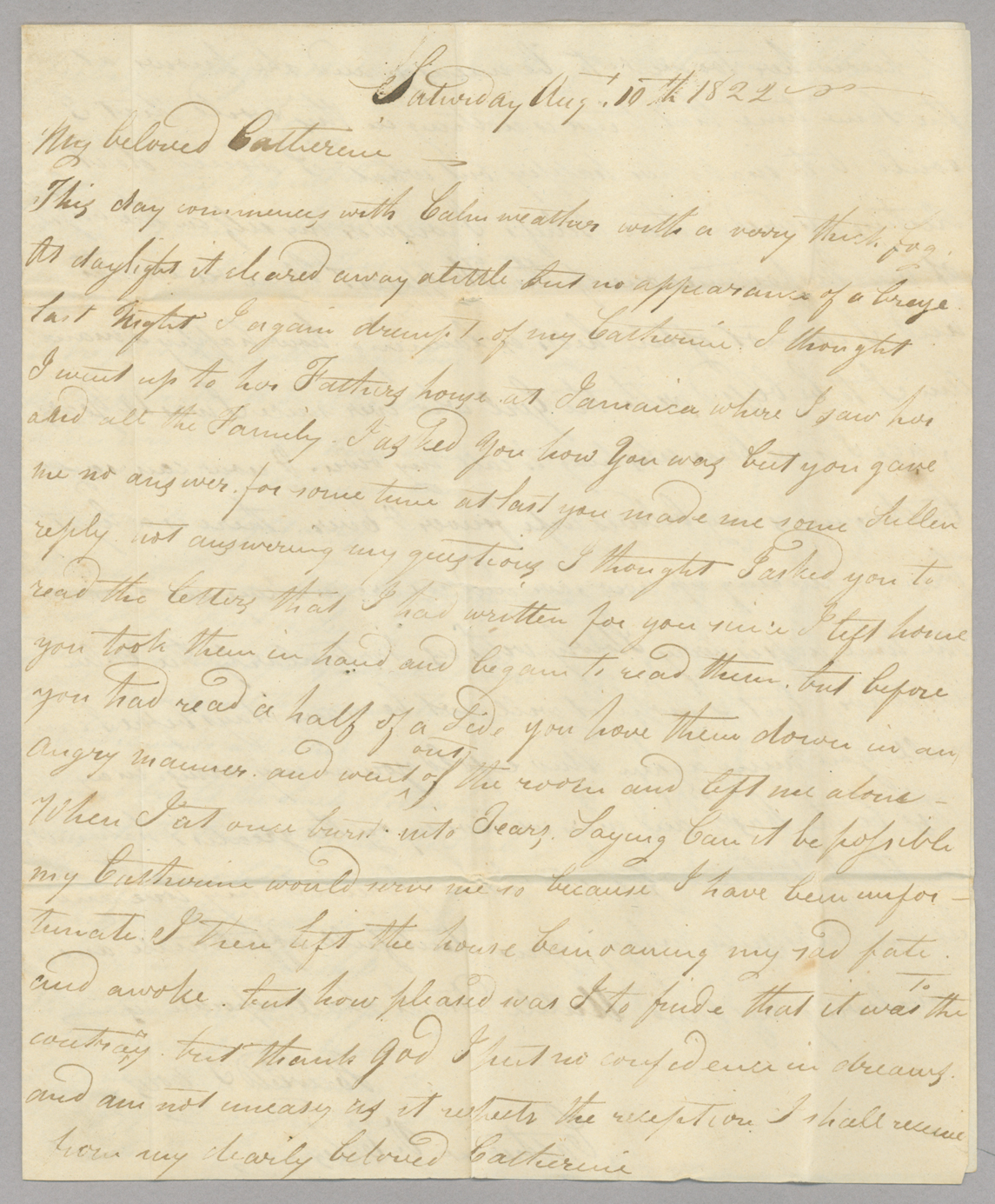 Letter, Hewlett T[ownsend] Coles, n.p., to "My Beloved Catherine," [Catherine Van Suydam Coles], n.p., Page 1